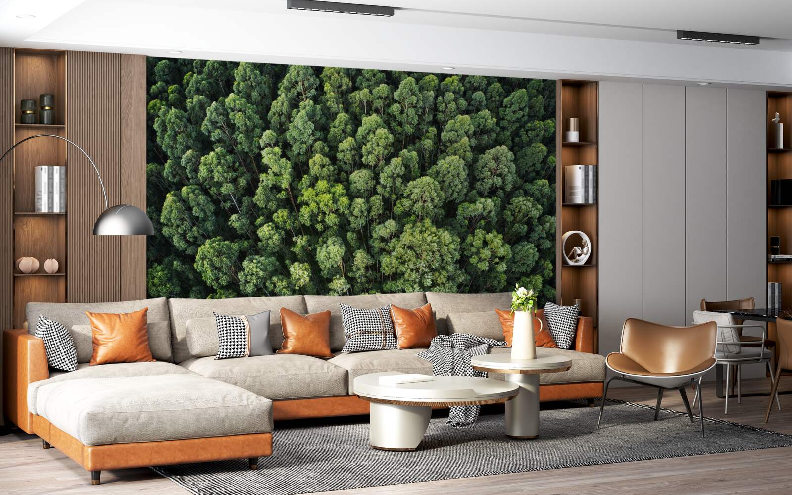 Fototapet copaci de pădure cu coroane verzi