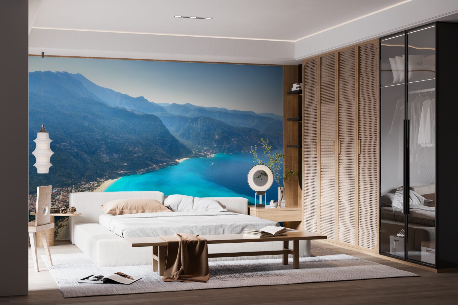 Fototapet linia de coastă a stațiunii de schi este albastră