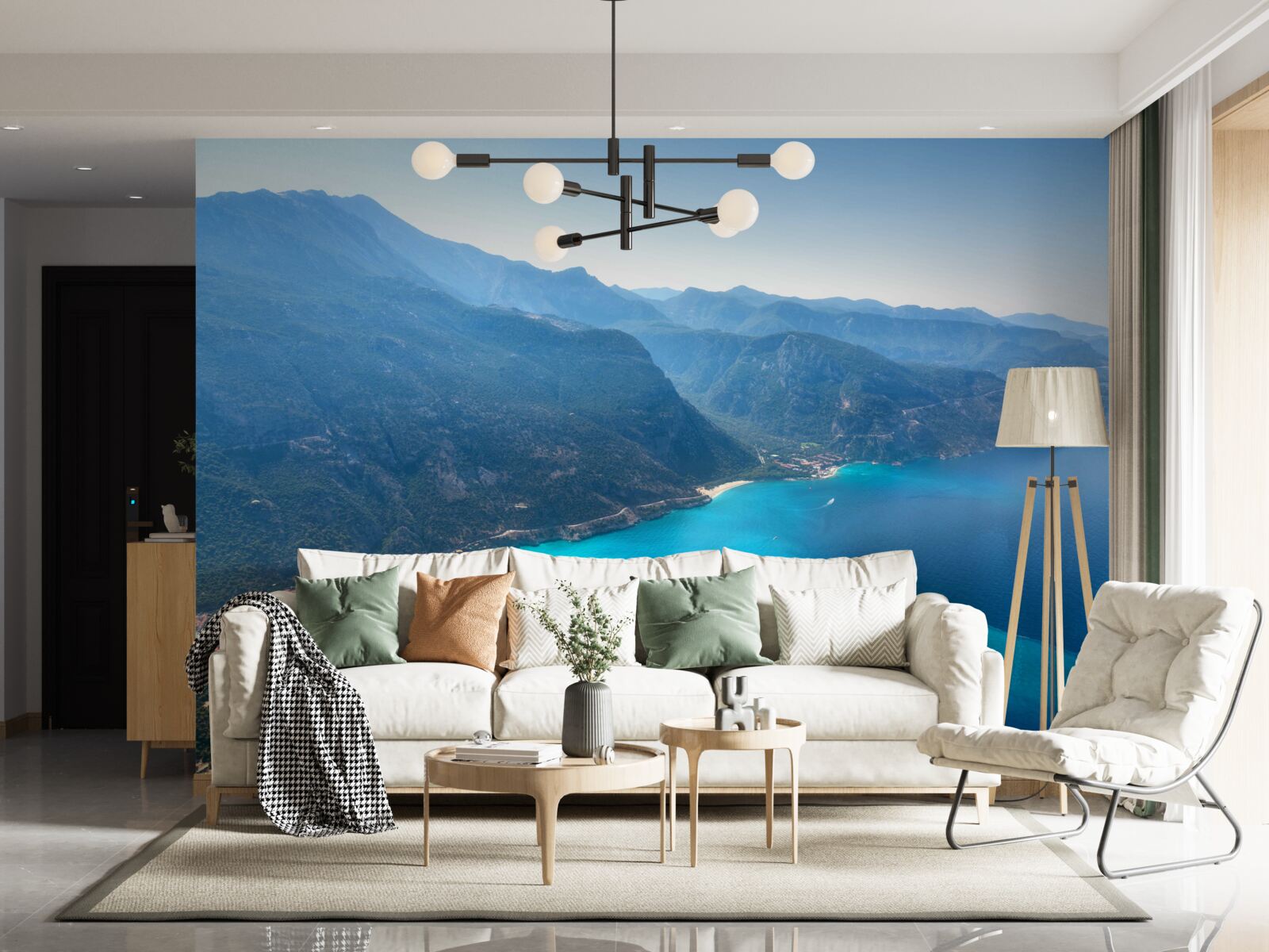 Fototapet linia de coastă a stațiunii de schi este albastră