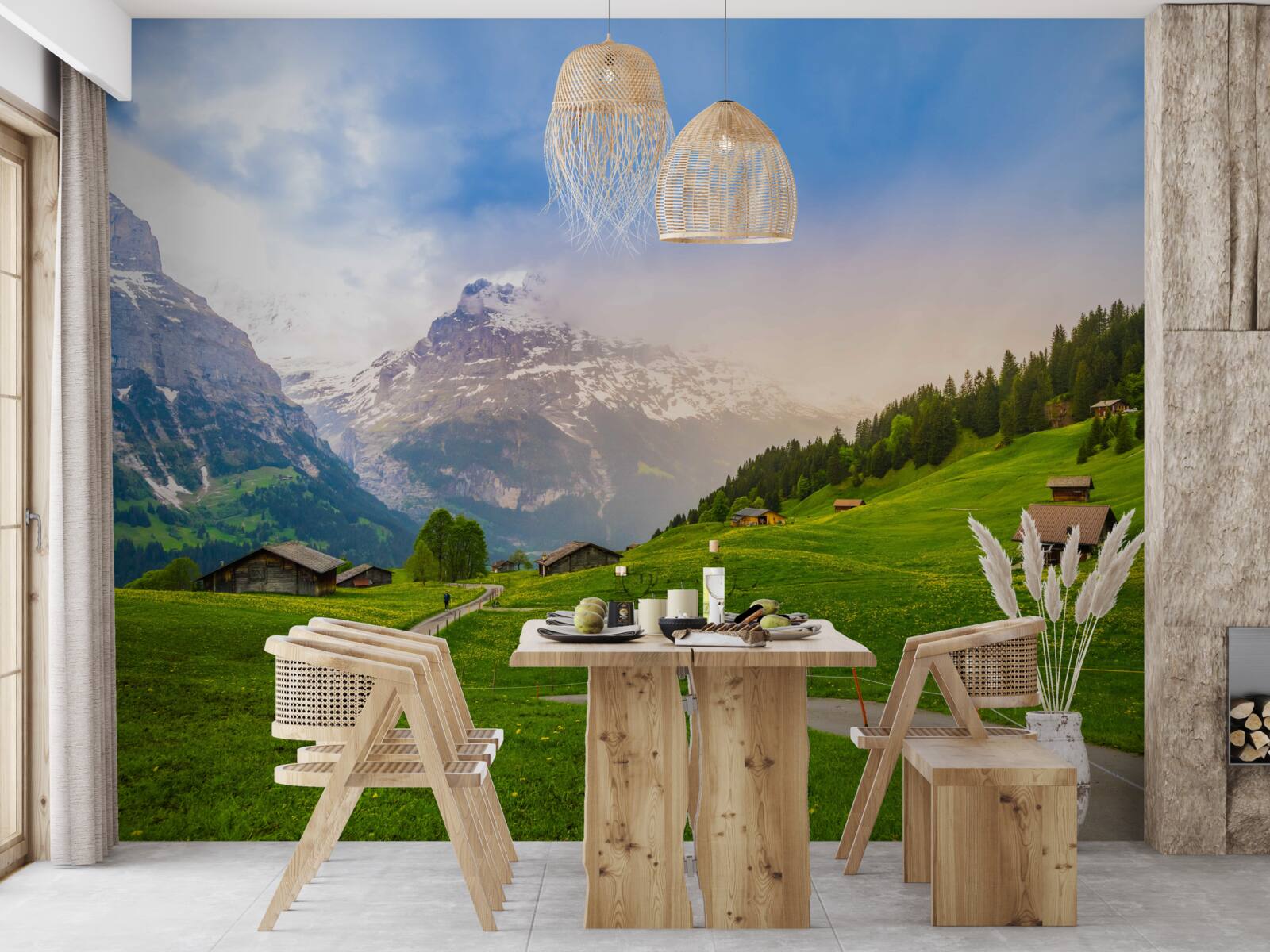 Fototapet Cărare prin ghețarii verzi spre munți