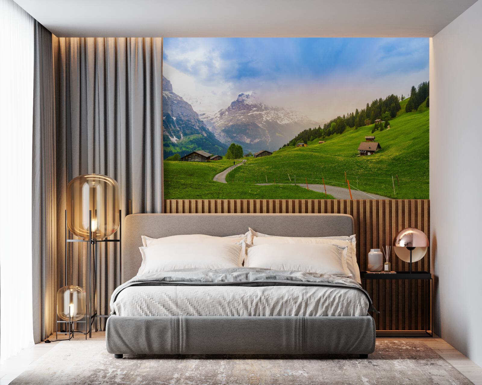 Fototapet Cărare prin ghețarii verzi spre munți