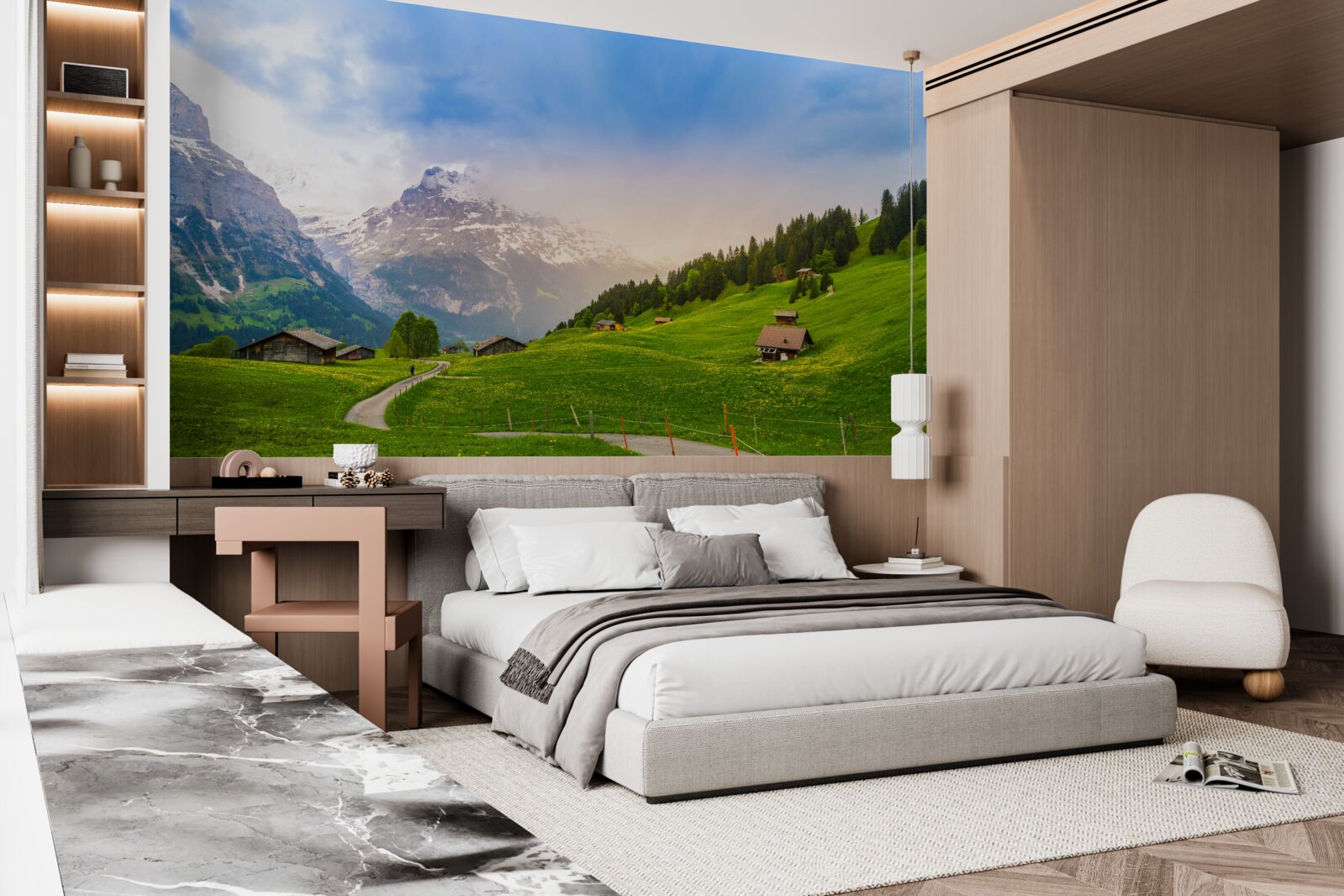 Fototapet Cărare prin ghețarii verzi spre munți