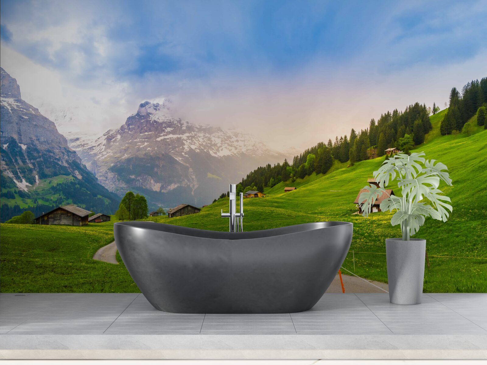 Fototapet Cărare prin ghețarii verzi spre munți