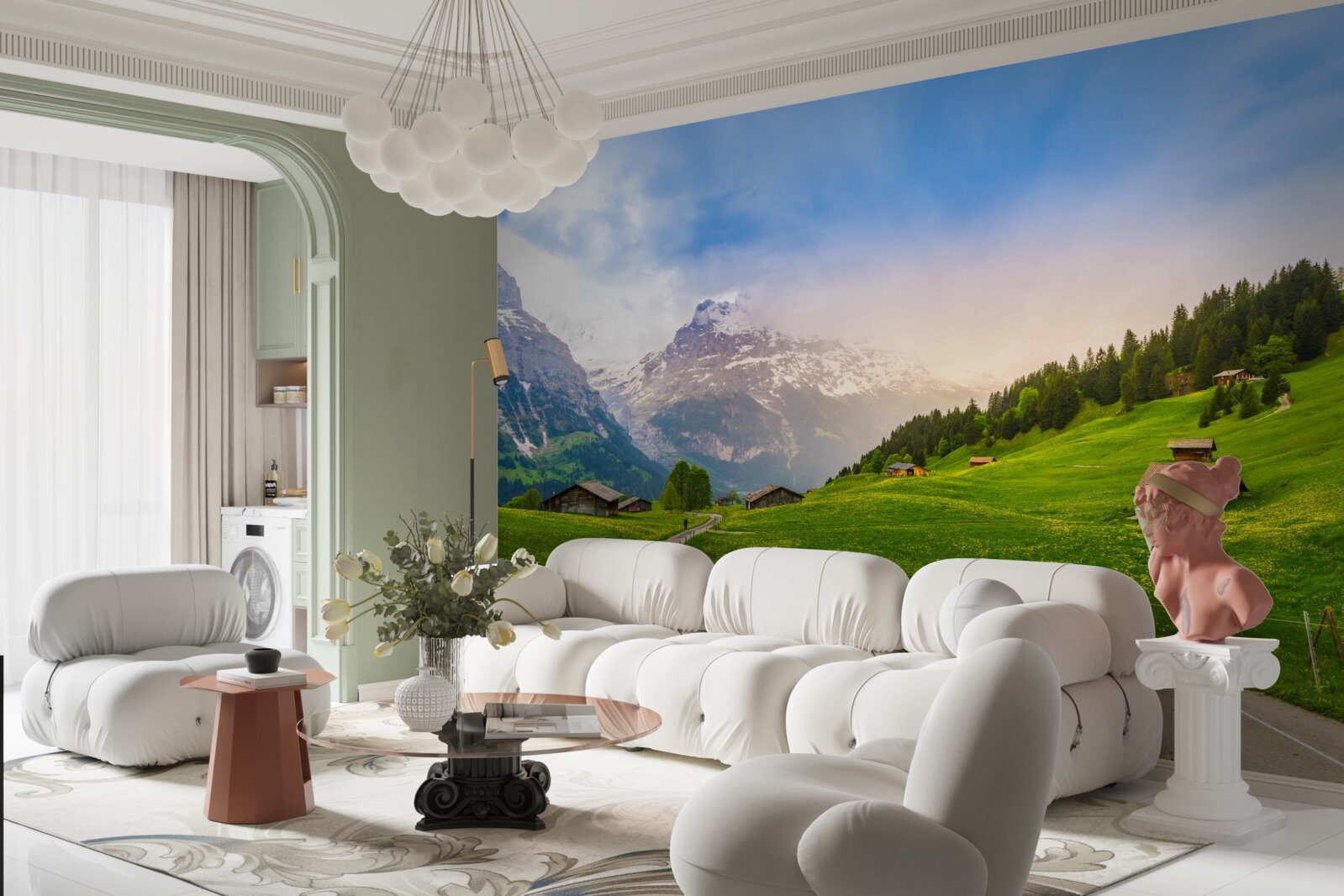 Fototapet Cărare prin ghețarii verzi spre munți