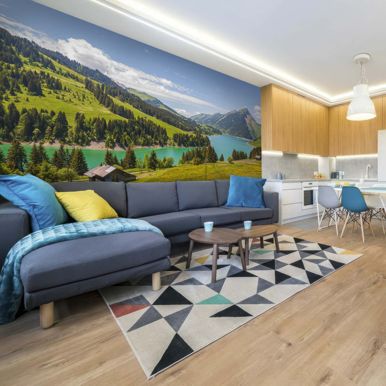 Fototapet lacul ongren cu ape azurii în munți