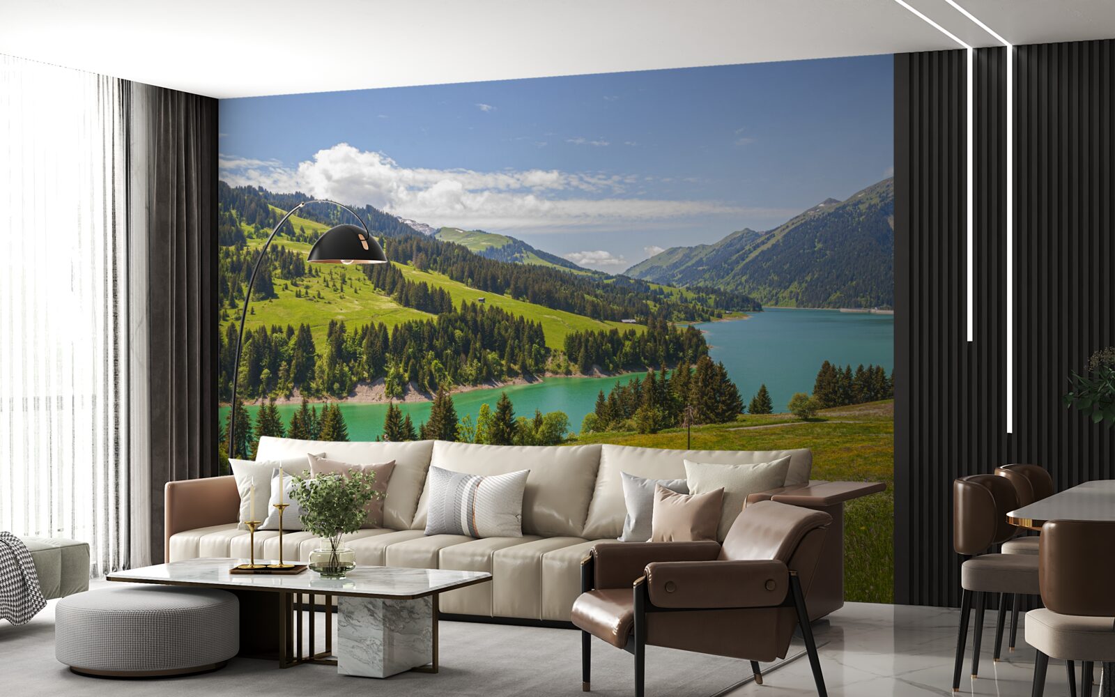 Fototapet lacul ongren cu ape azurii în munți