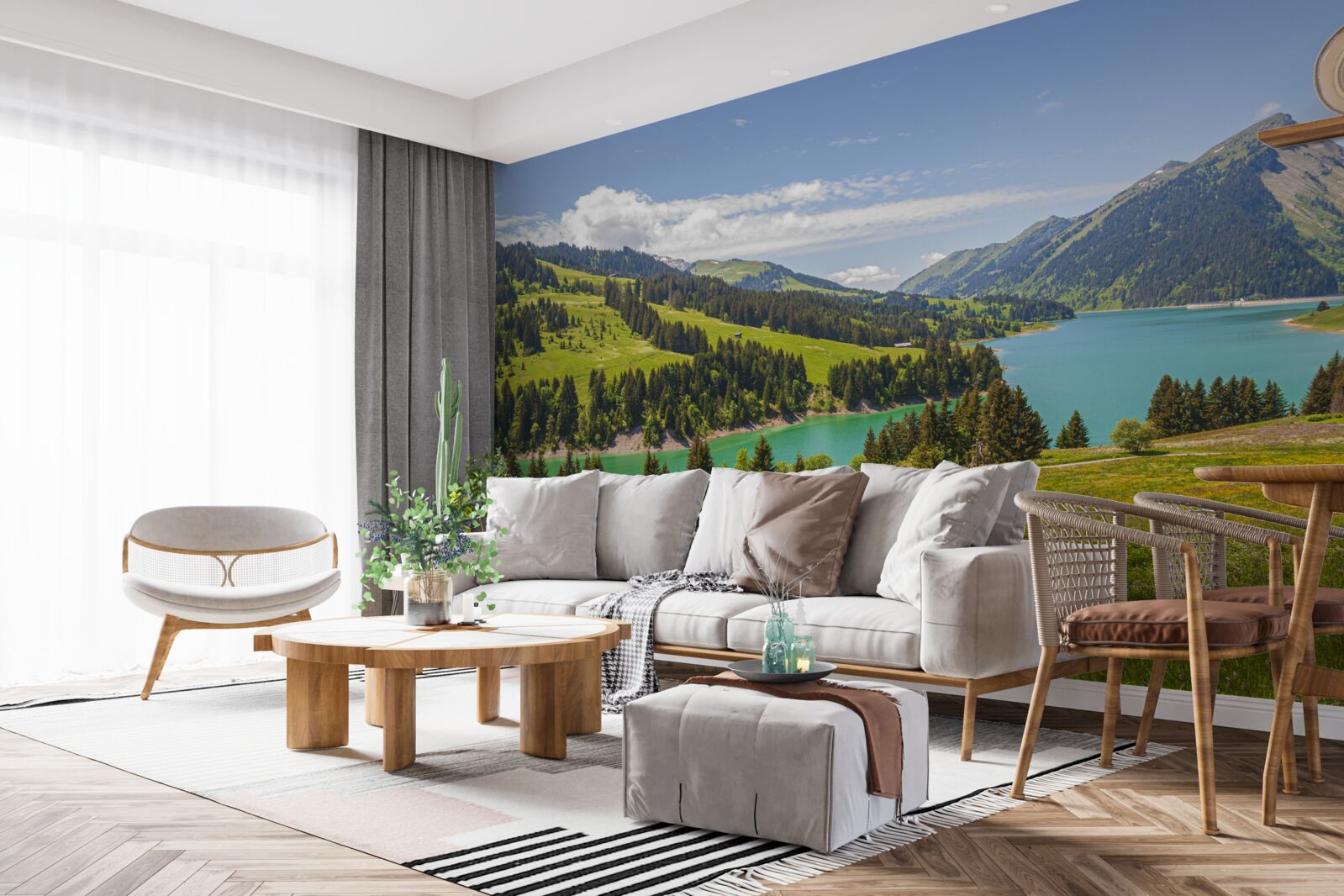 Fototapet lacul ongren cu ape azurii în munți