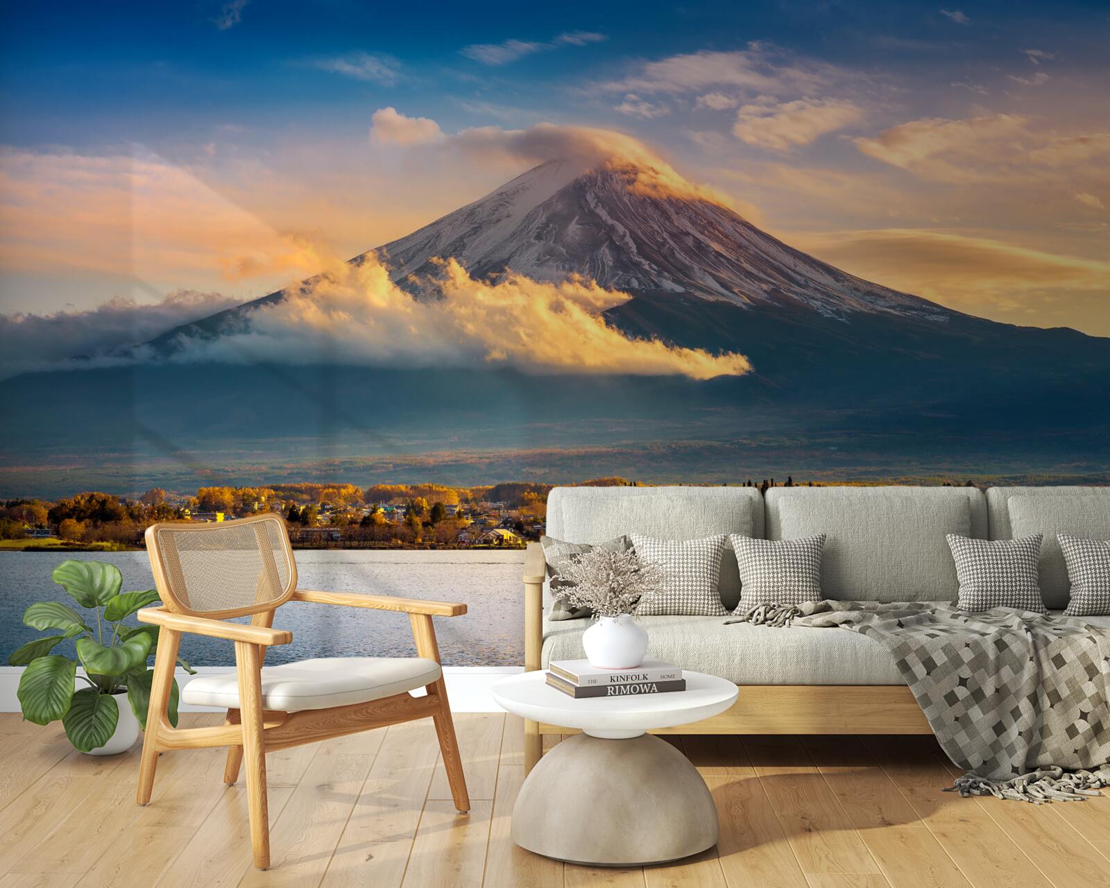 Fototapet vârful fuji este înconjurat de ceață densă