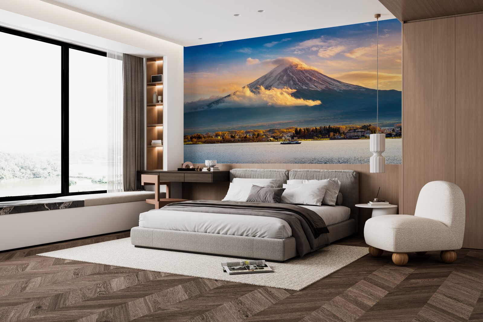 Fototapet vârful fuji este înconjurat de ceață densă