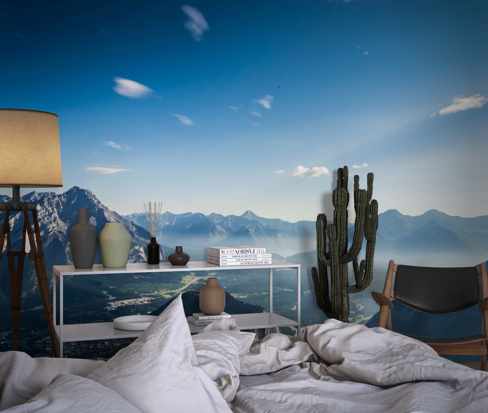 Fototapet din vârful munților se poate vedea cerul albastru