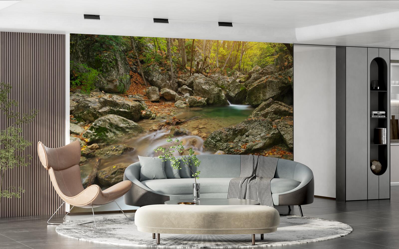 Fototapet debitul râului în toamnă