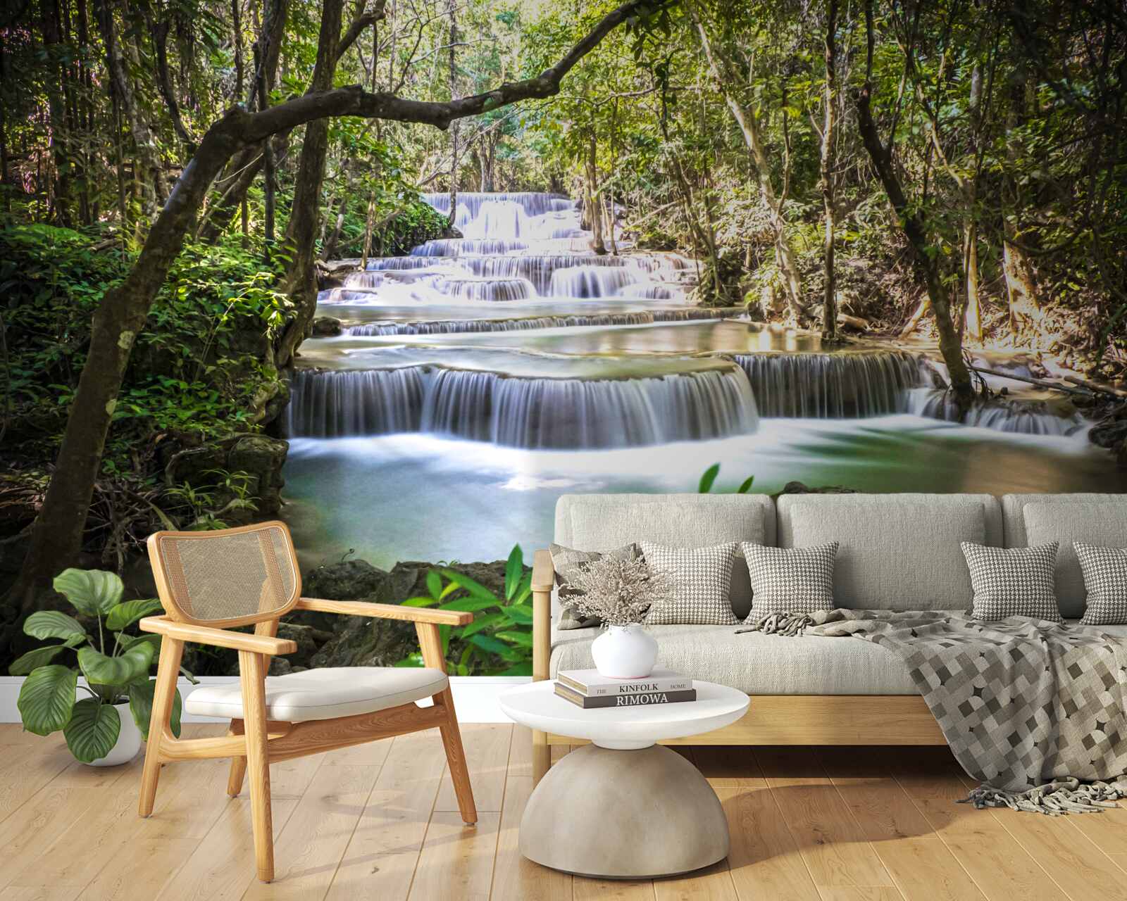 Fototapet cascade de pădure în zori