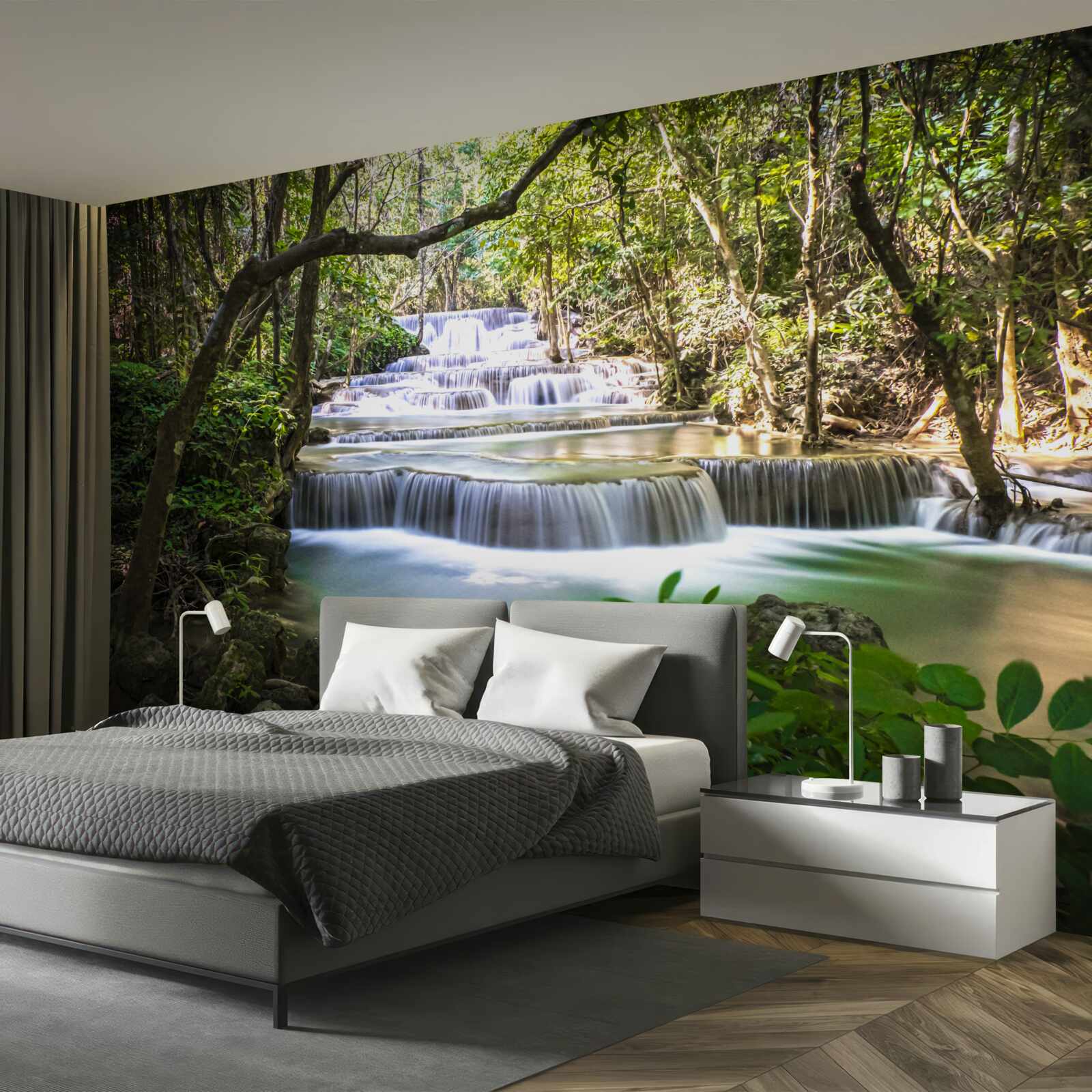 Fototapet cascade de pădure în zori