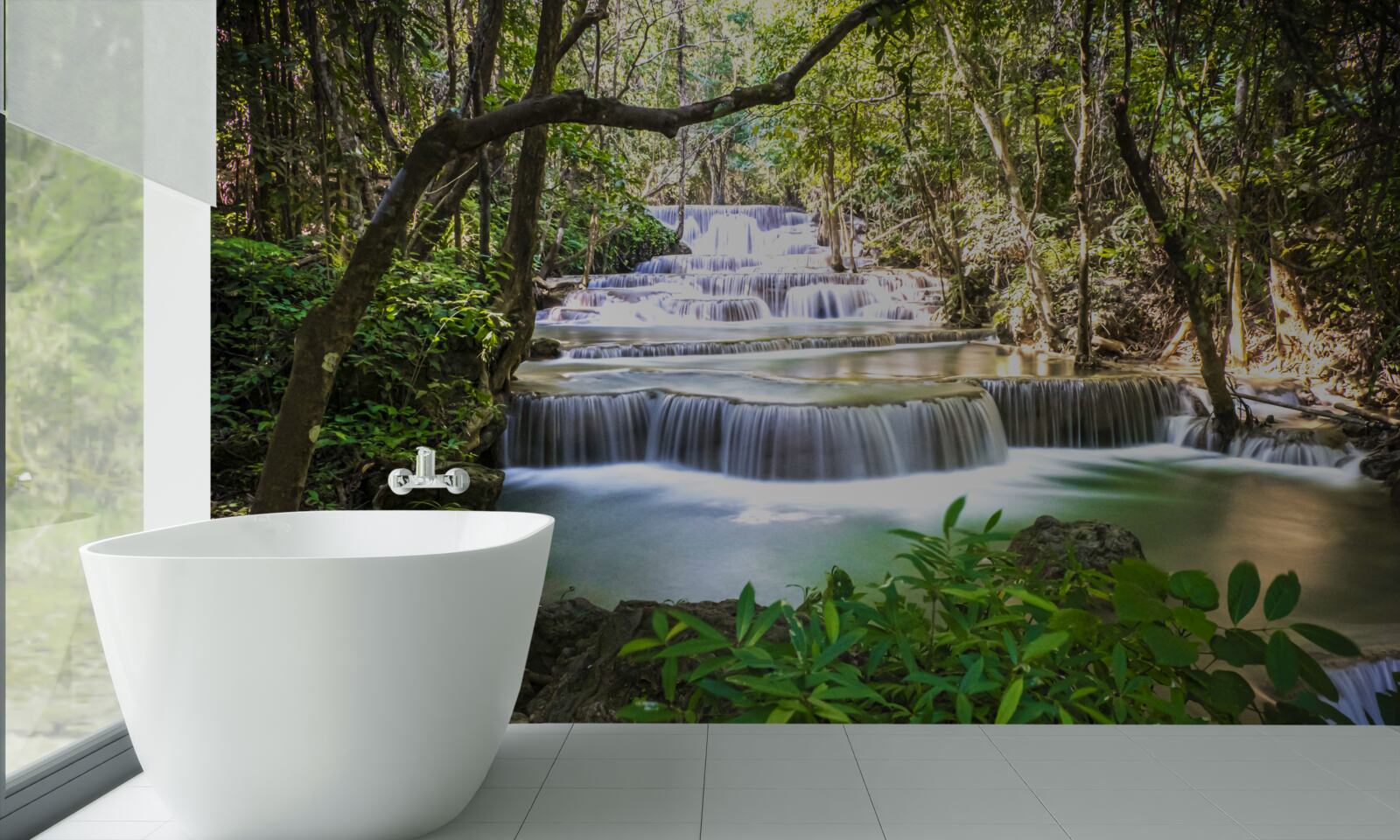 Fototapet cascade de pădure în zori