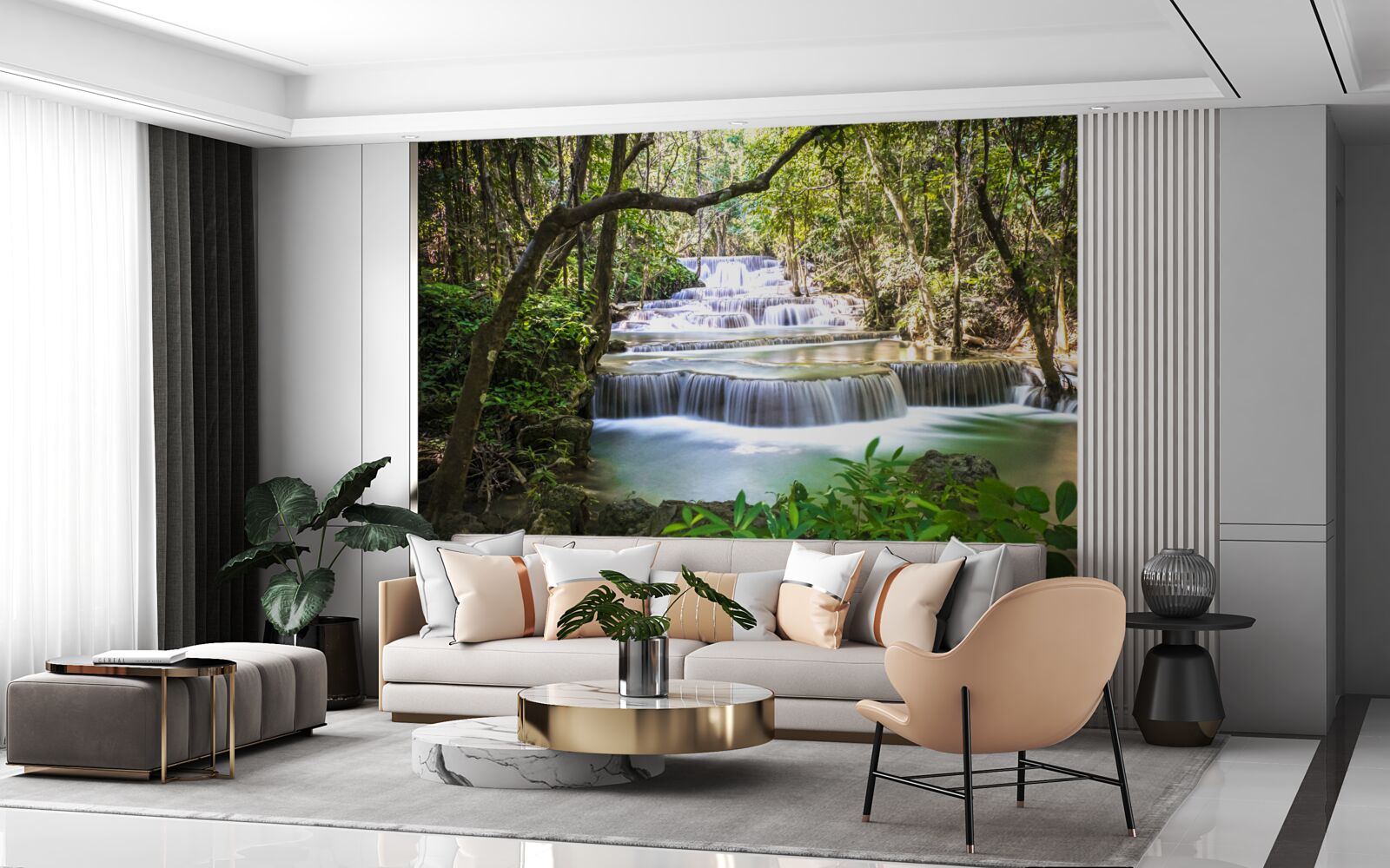 Fototapet cascade de pădure în zori