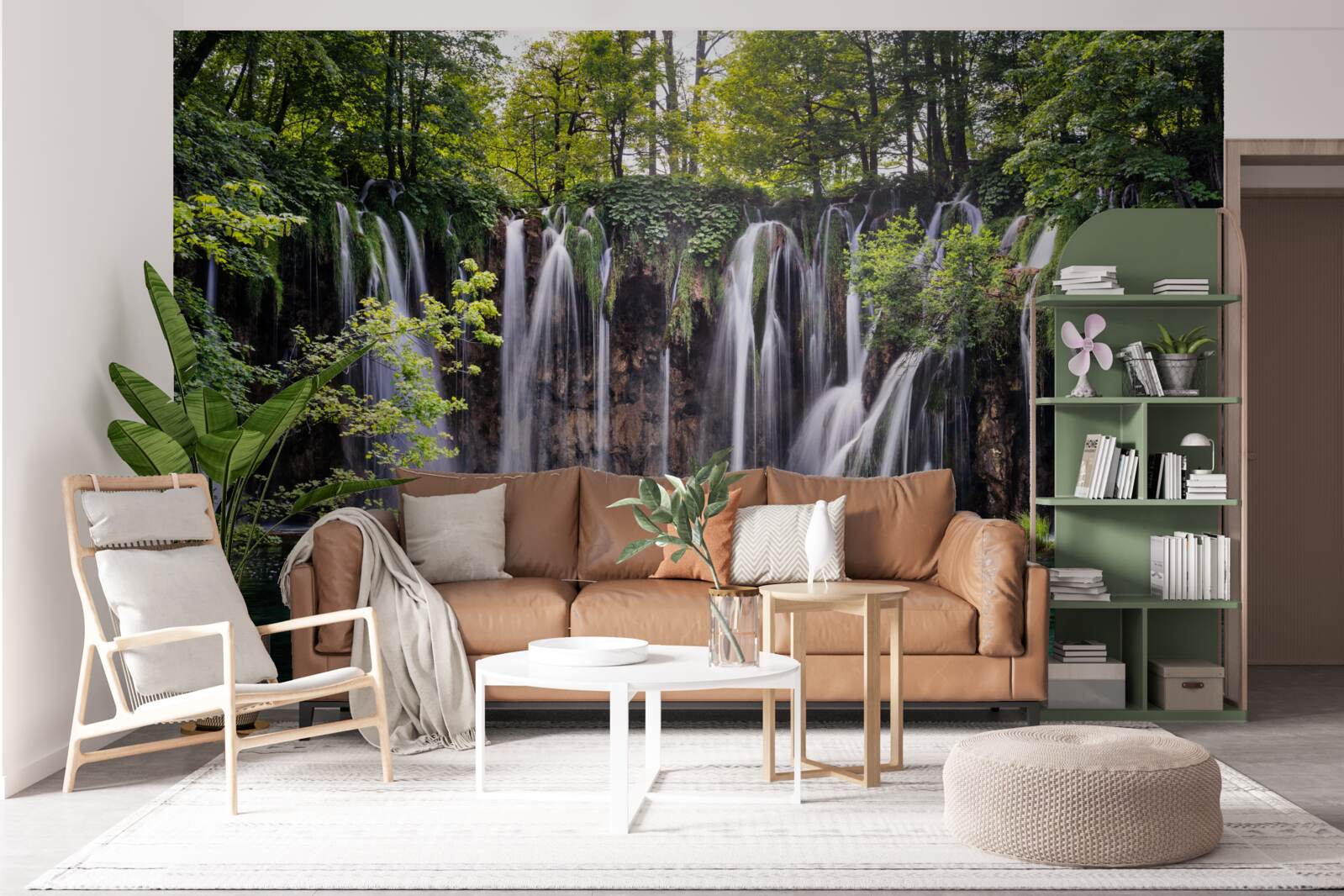 Fototapet cascade curgând într-un lac limpede