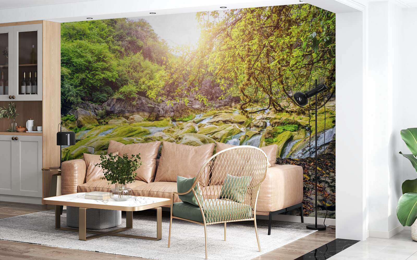 Fototapet răsărit de soare deasupra râului cu natura sa colorată