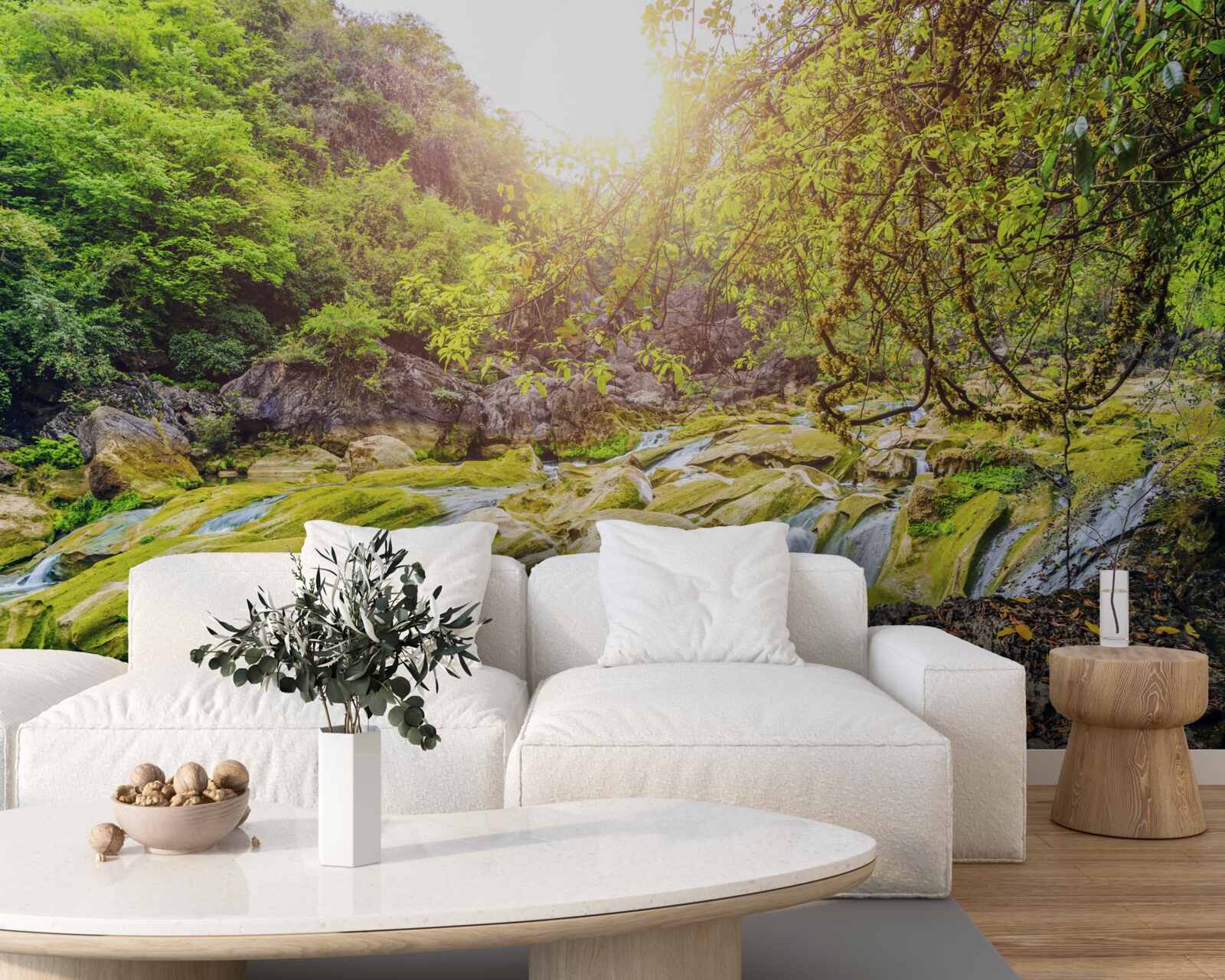 Fototapet răsărit de soare deasupra râului cu natura sa colorată