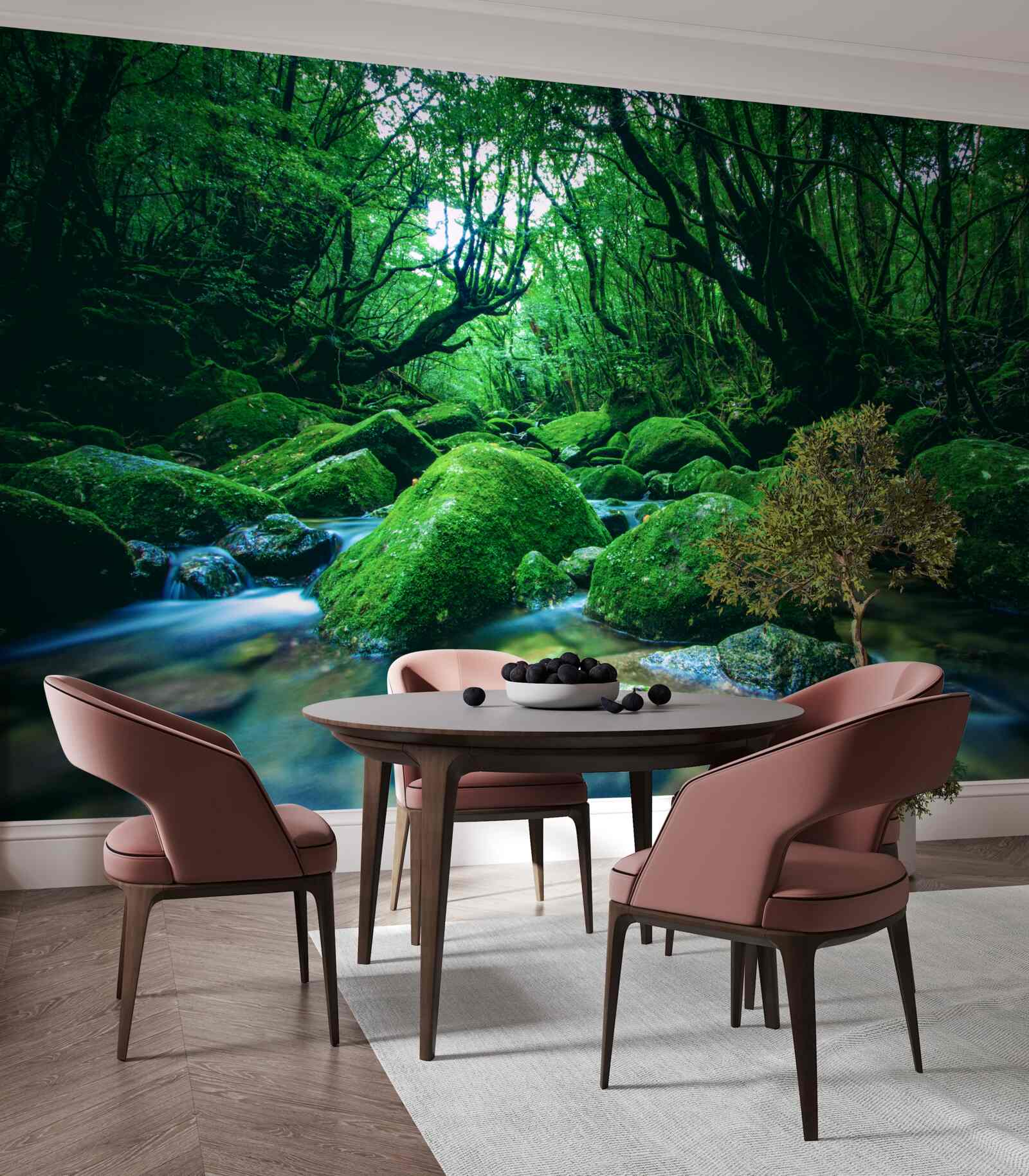 Fototapet pădure cufundată în somn la poalele unei cascade