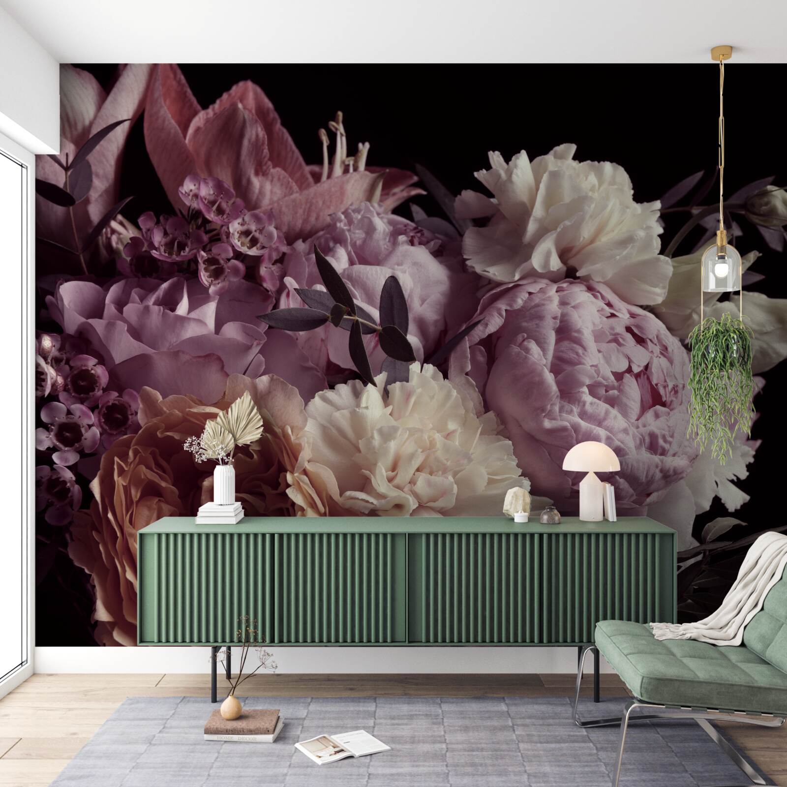 Fototapet buchet în stil vintage pe un fundal negru, care amintește de toamnă