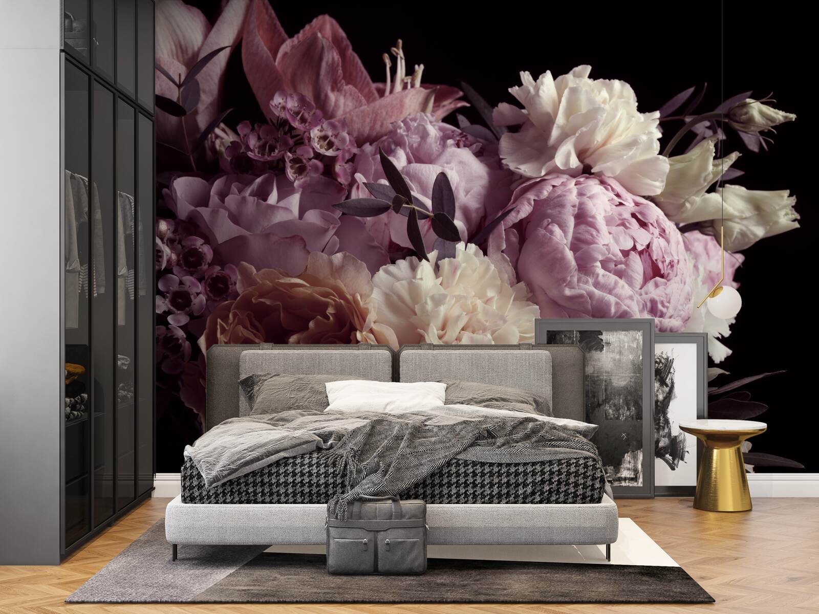 Fototapet buchet în stil vintage pe un fundal negru, care amintește de toamnă