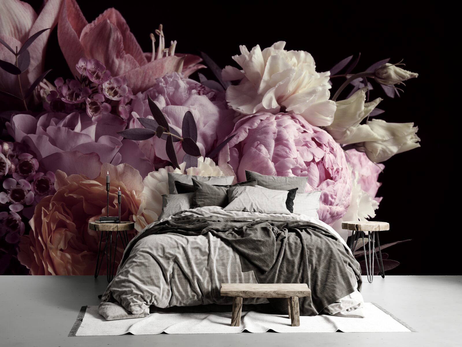 Fototapet buchet în stil vintage pe un fundal negru, care amintește de toamnă