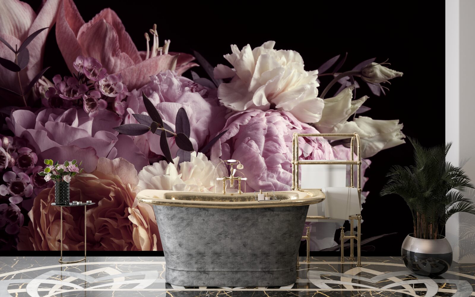 Fototapet buchet în stil vintage pe un fundal negru, care amintește de toamnă