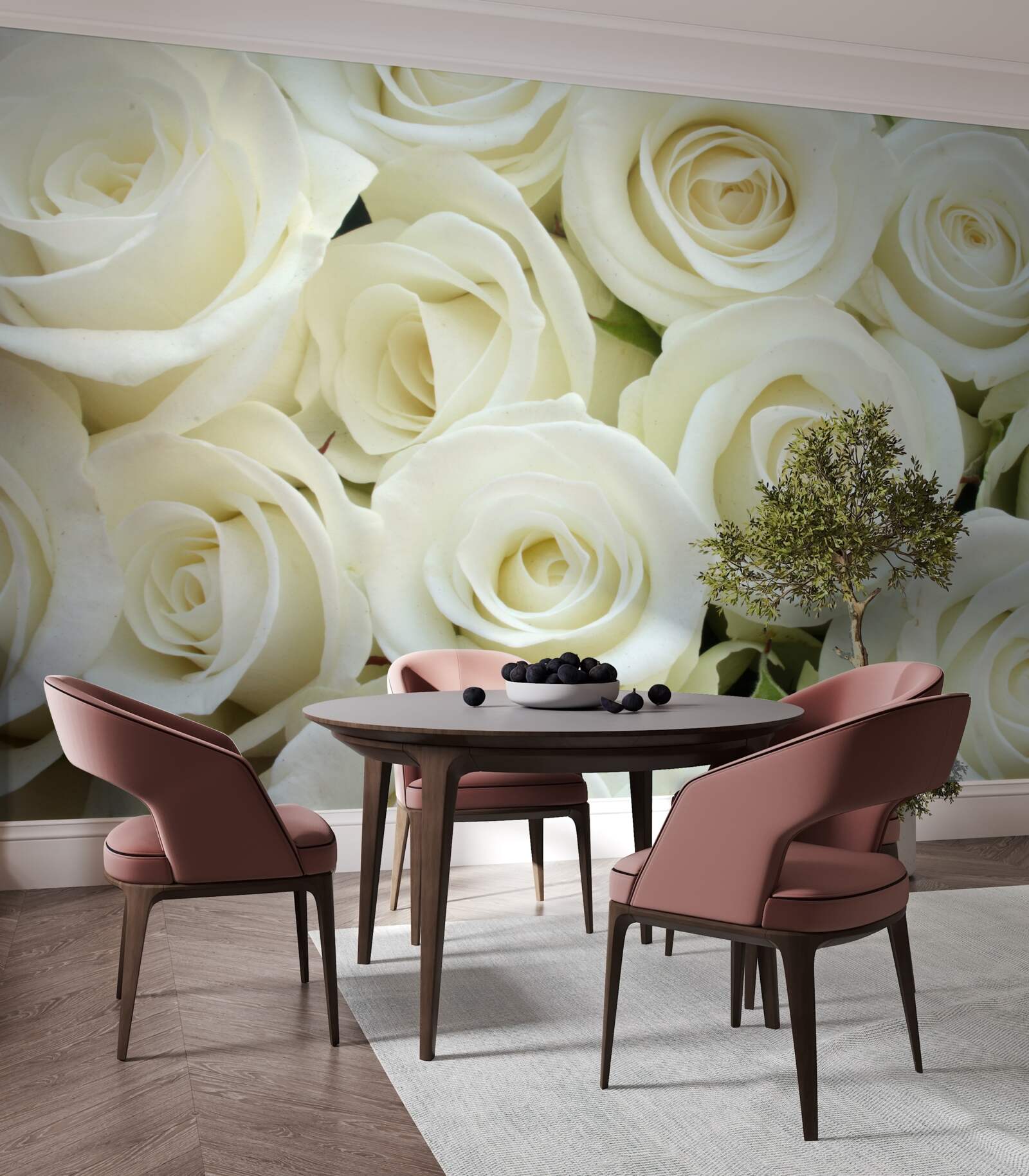 Fototapet buchet cu trandafiri albi