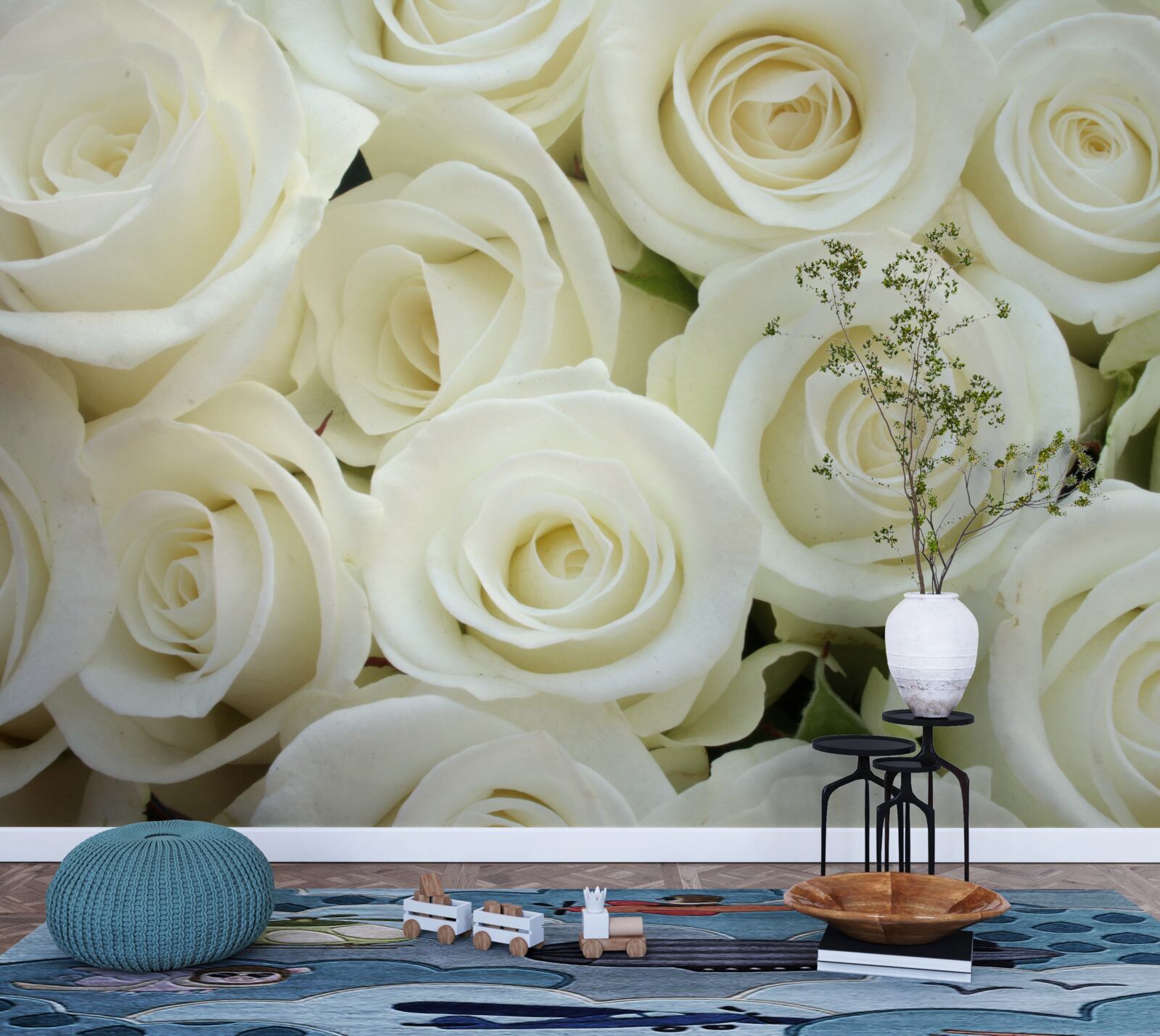 Fototapet buchet cu trandafiri albi