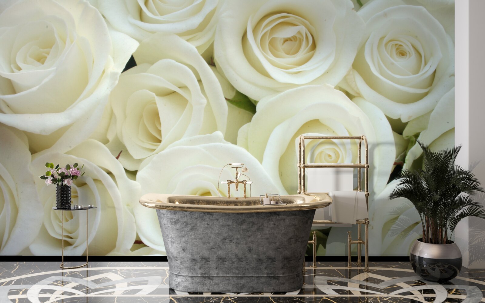 Fototapet buchet cu trandafiri albi