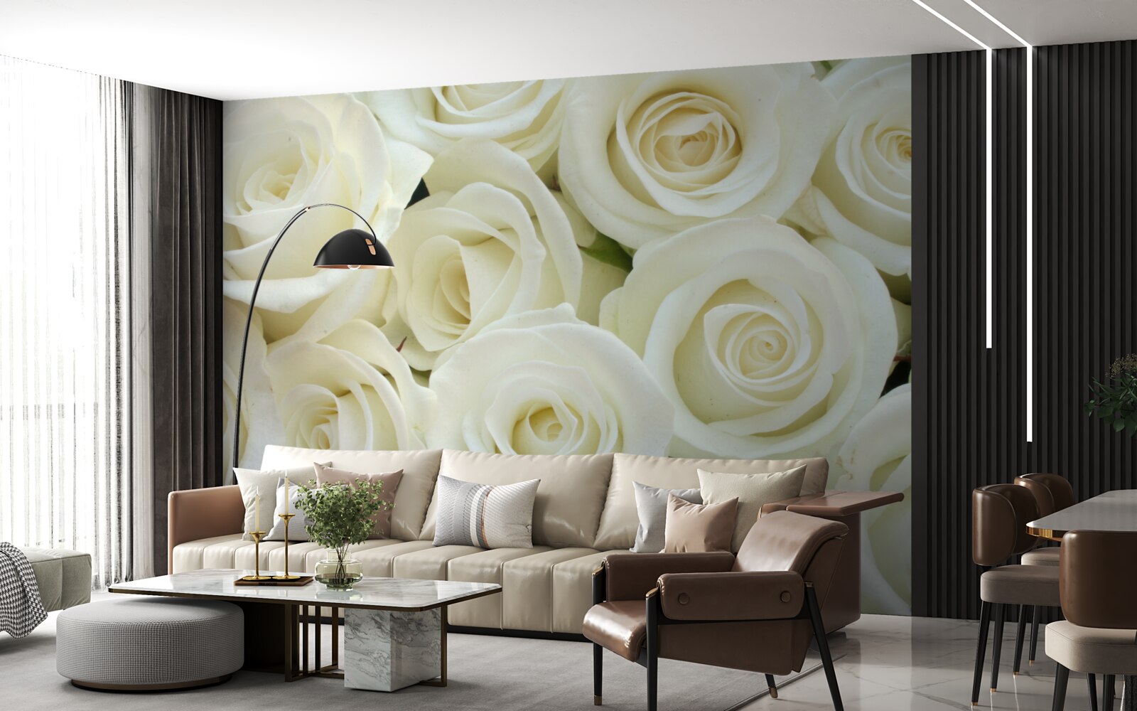 Fototapet buchet cu trandafiri albi