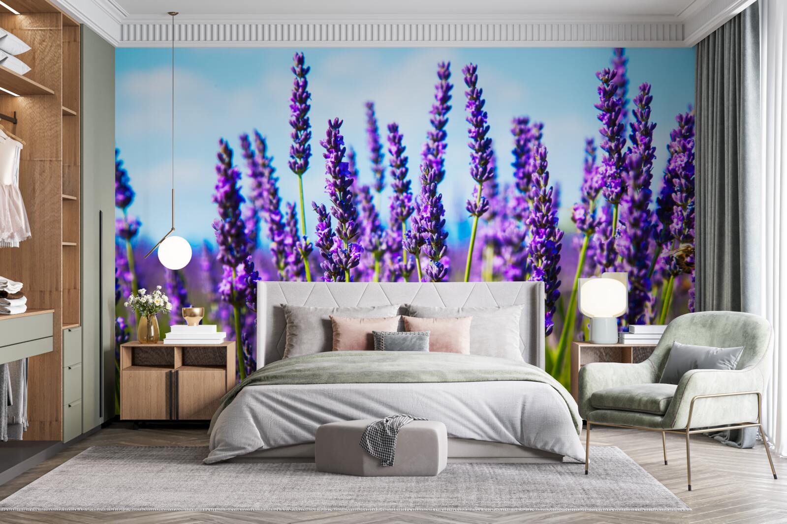 Fototapet lavanda purpurie pe un cer albastru