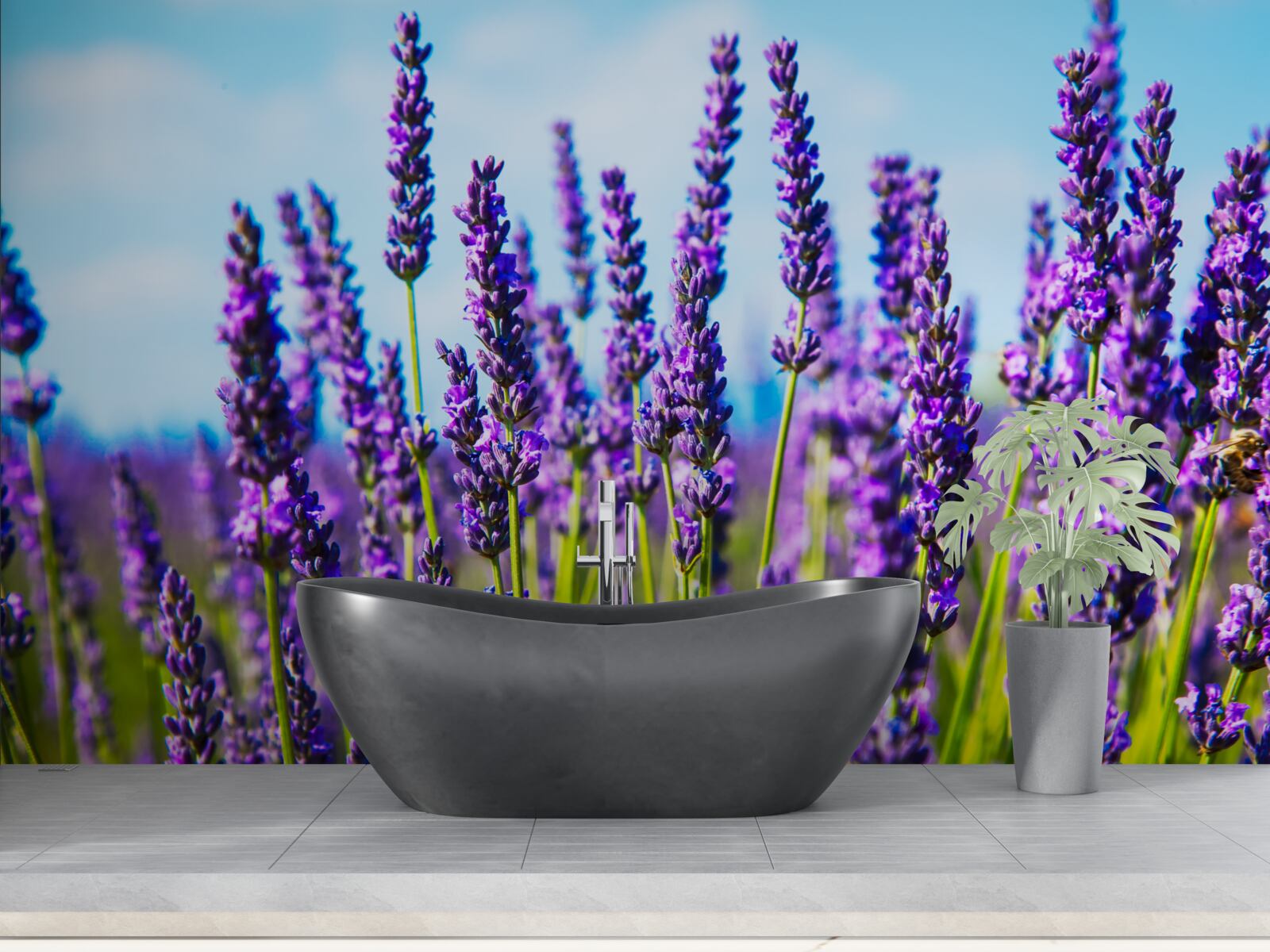 Fototapet lavanda purpurie pe un cer albastru