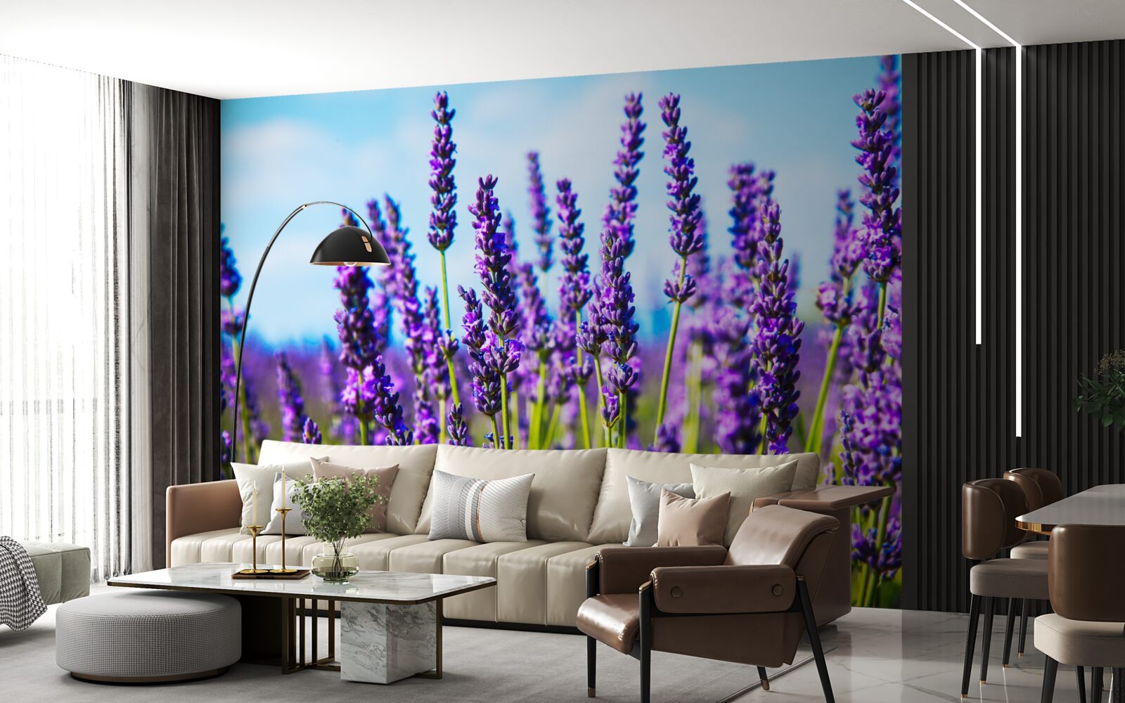 Fototapet lavanda purpurie pe un cer albastru