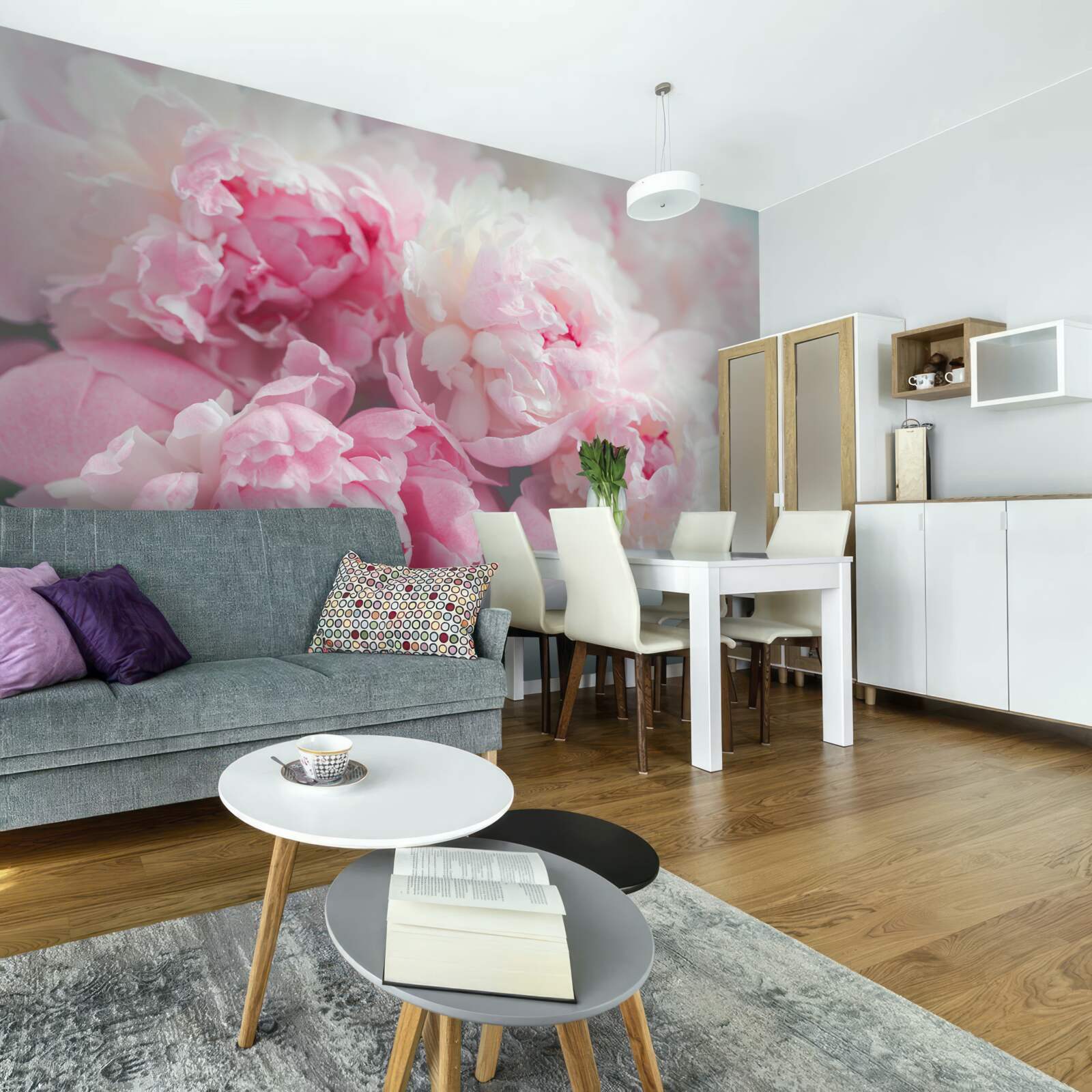 Fototapet buchet de bujori roz delicate și grațioase