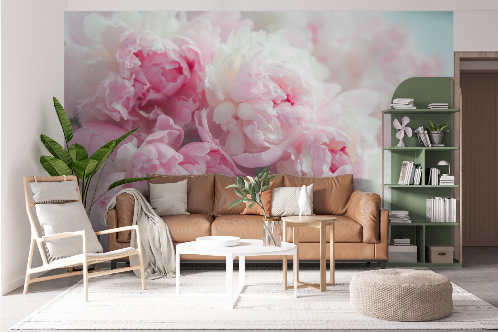 Fototapet buchet de bujori roz delicate și grațioase