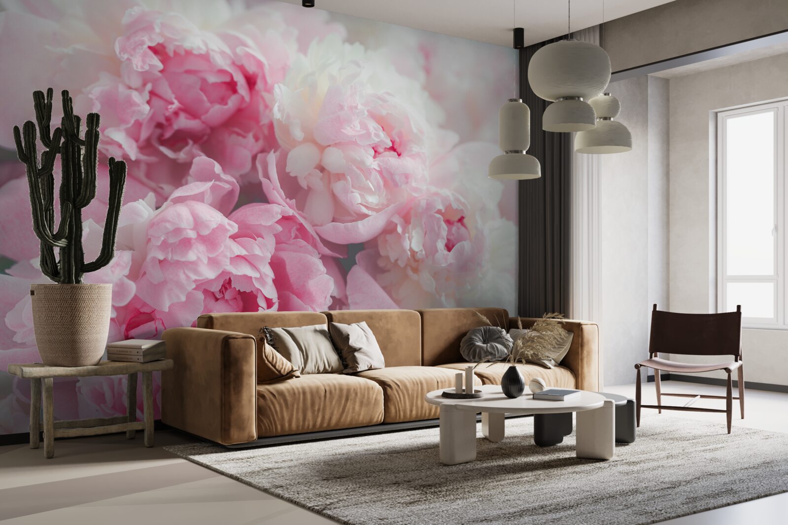 Fototapet buchet de bujori roz delicate și grațioase