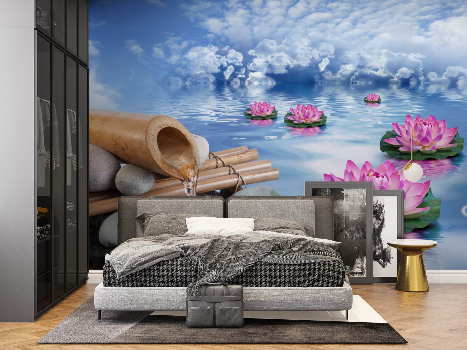 Fototapet lotusuri purpurii plutind pe apă