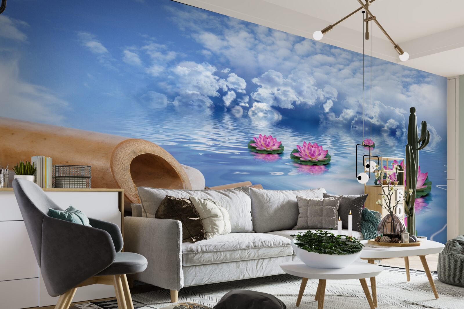 Fototapet lotusuri purpurii plutind pe apă