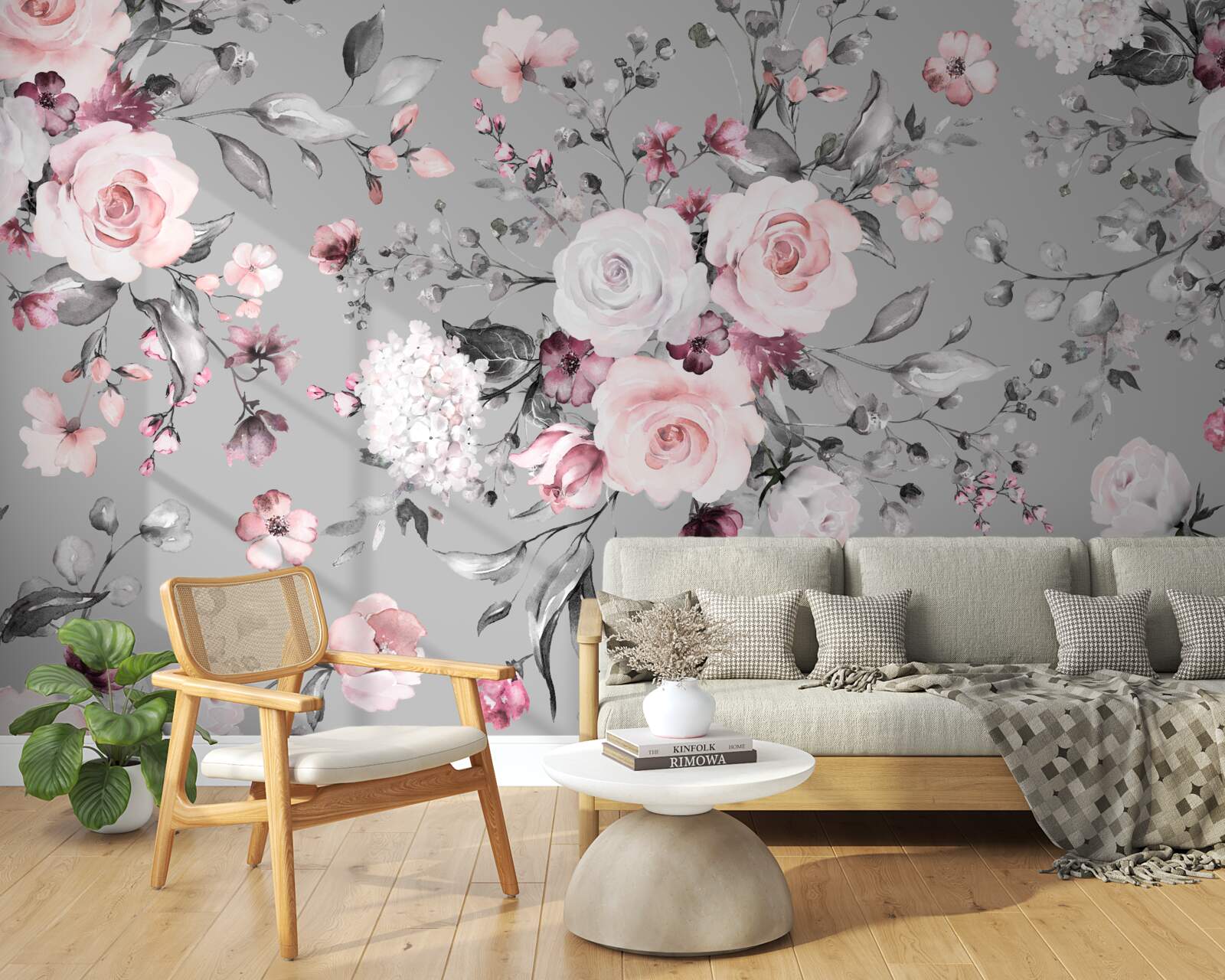 Fototapet trandafiri strălucitori pe un fundal mat