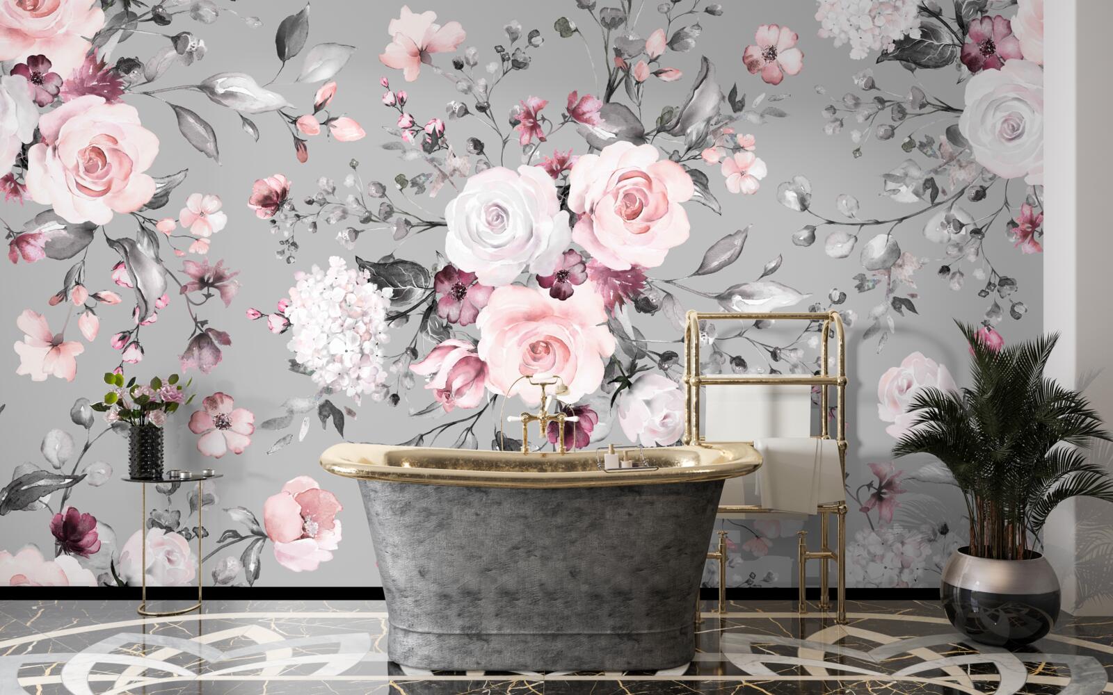 Fototapet trandafiri strălucitori pe un fundal mat