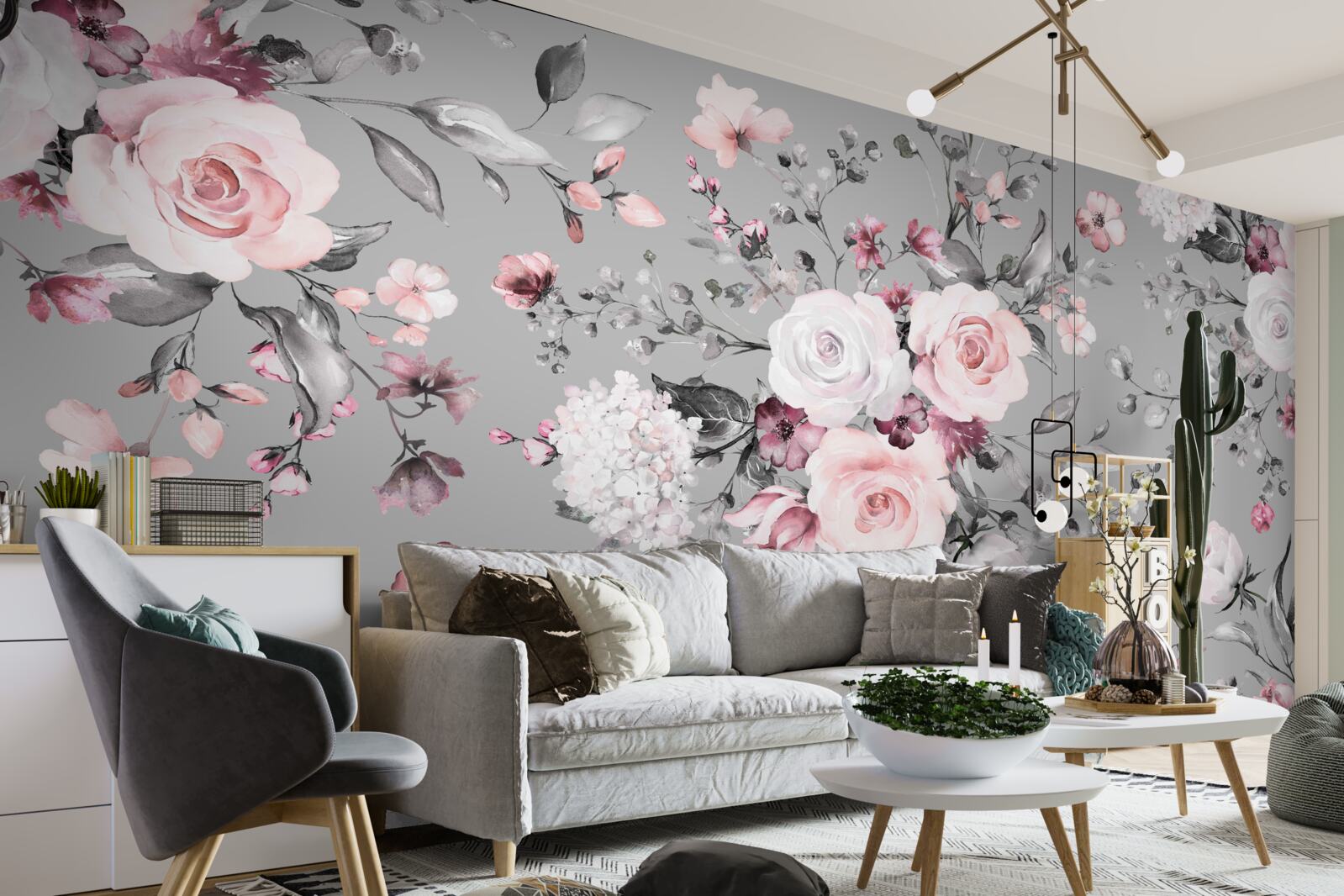 Fototapet trandafiri strălucitori pe un fundal mat