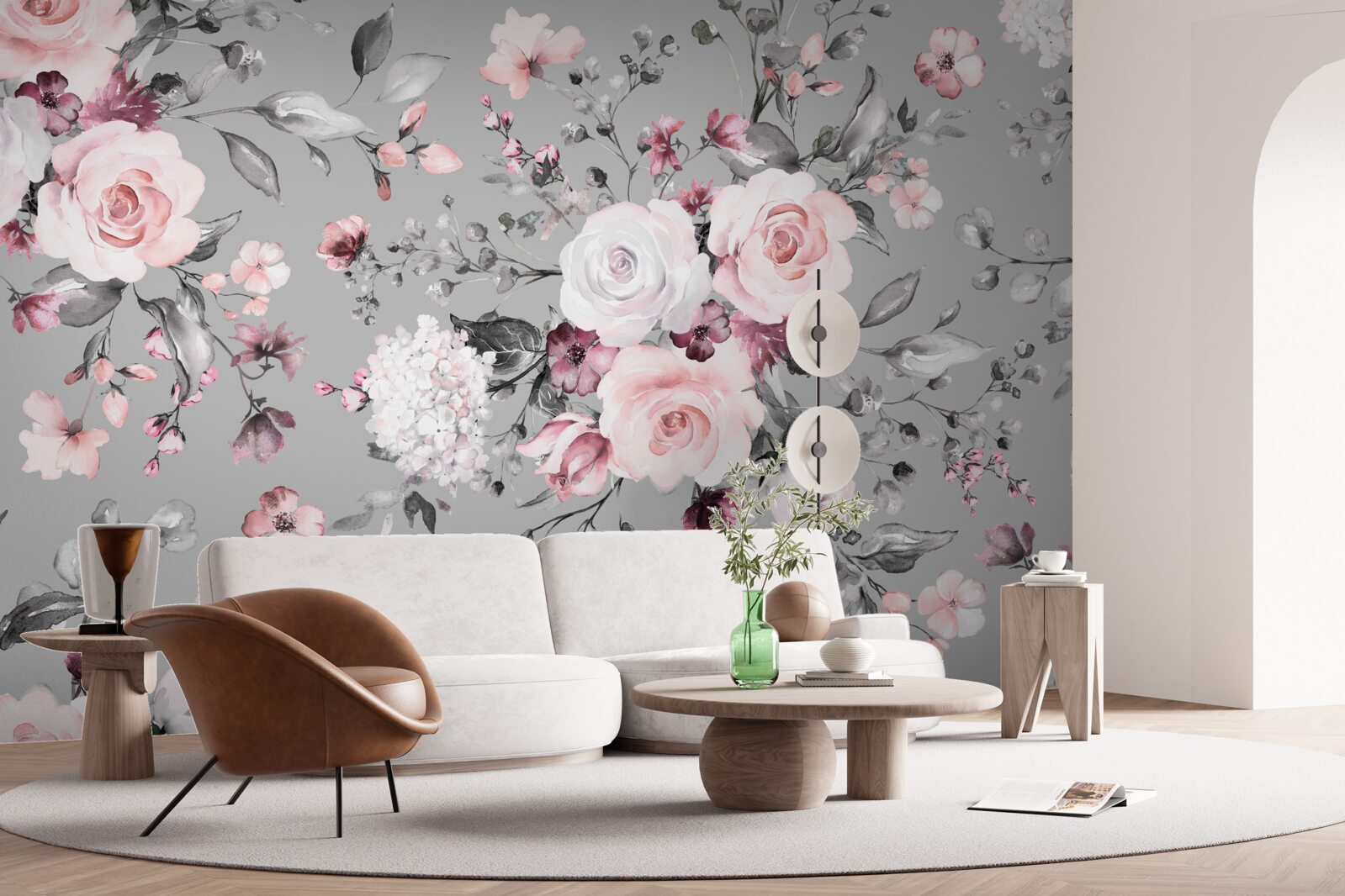 Fototapet trandafiri strălucitori pe un fundal mat