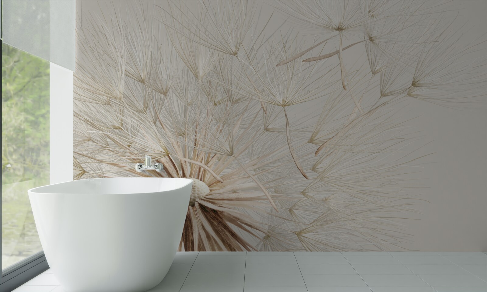 Fototapet păpădiile înfloresc sub influența vântului