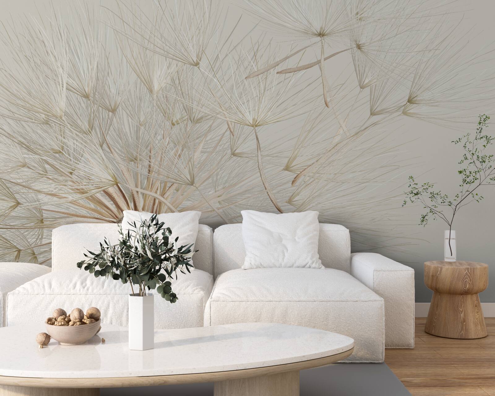 Fototapet păpădiile înfloresc sub influența vântului