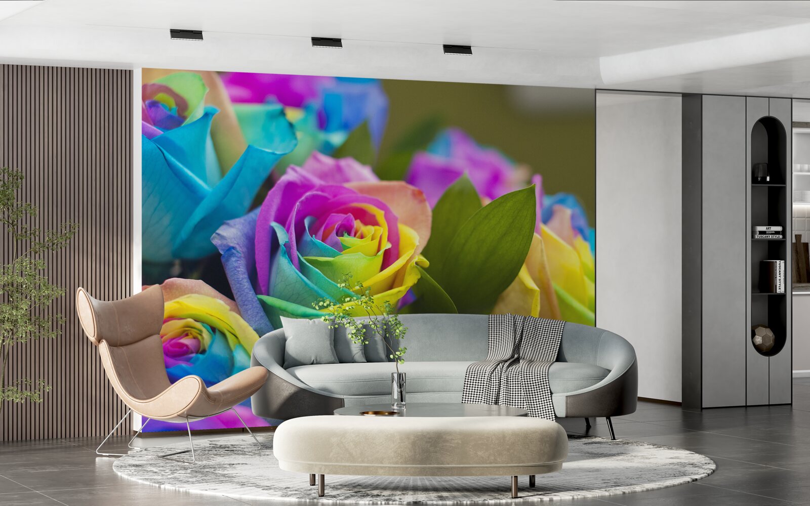 Fototapet buchetul include un frumos trandafir curcubeu