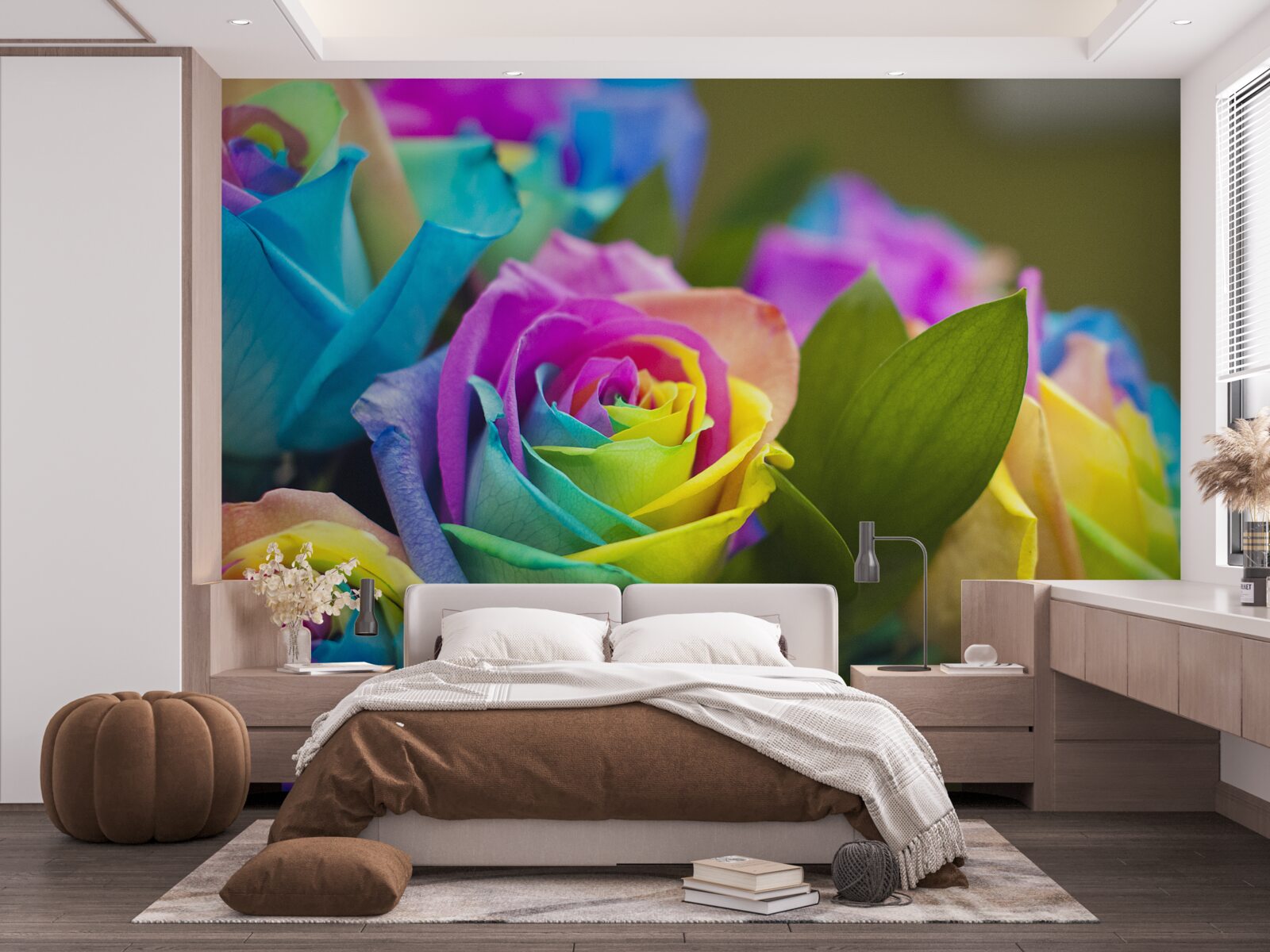 Fototapet buchetul include un frumos trandafir curcubeu