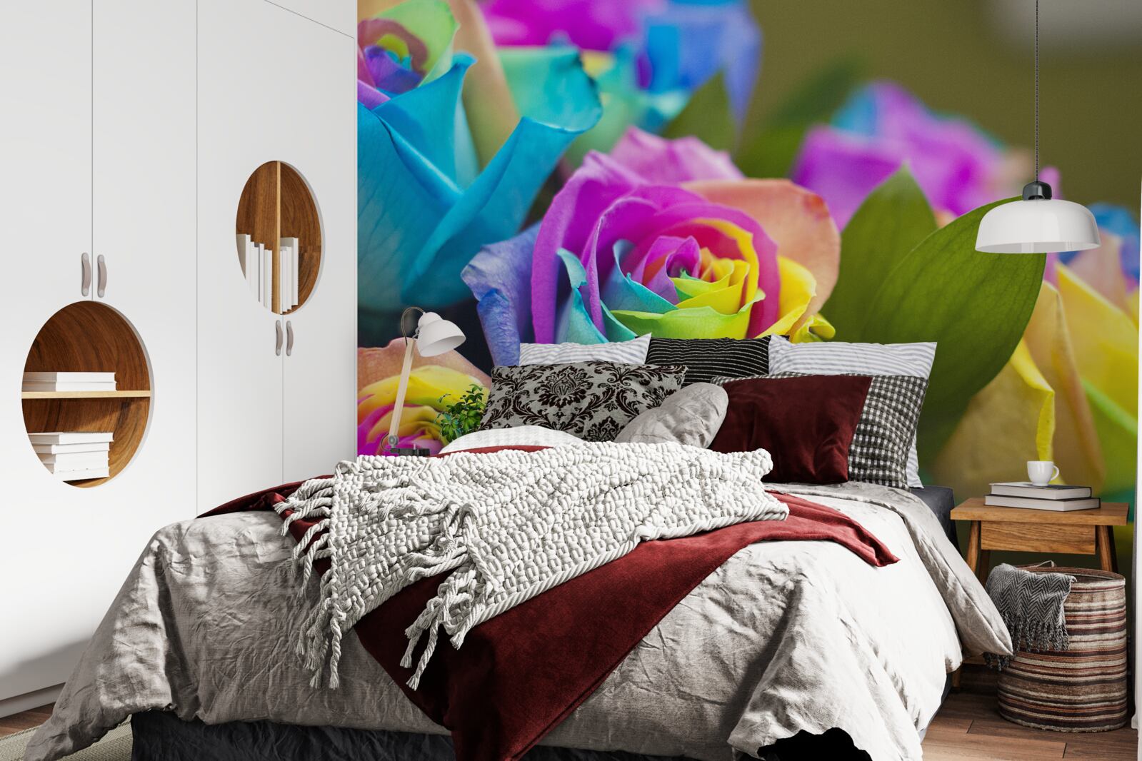 Fototapet buchetul include un frumos trandafir curcubeu