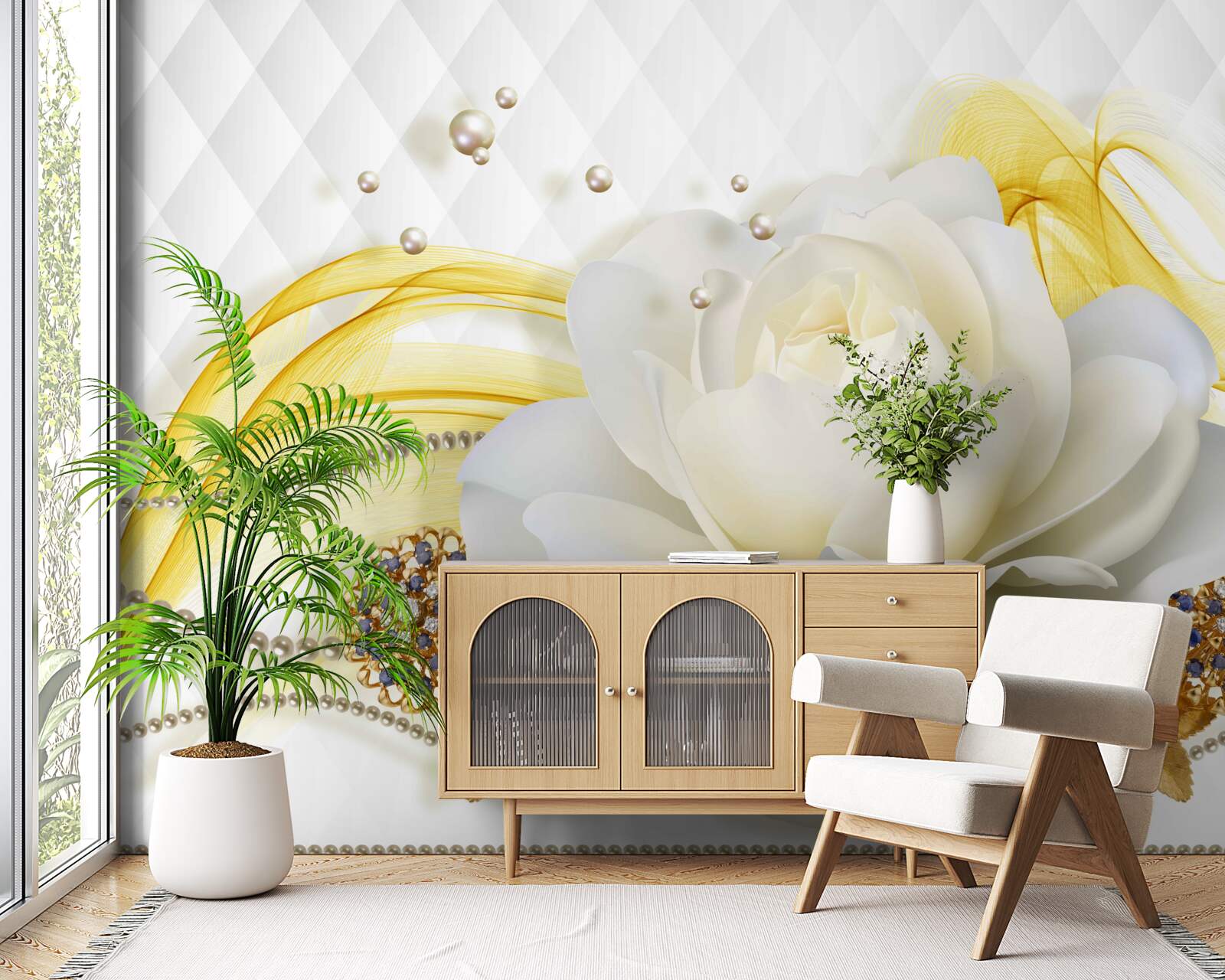 Fototapet broșe cu trandafir de alabastru și pietre încrustate