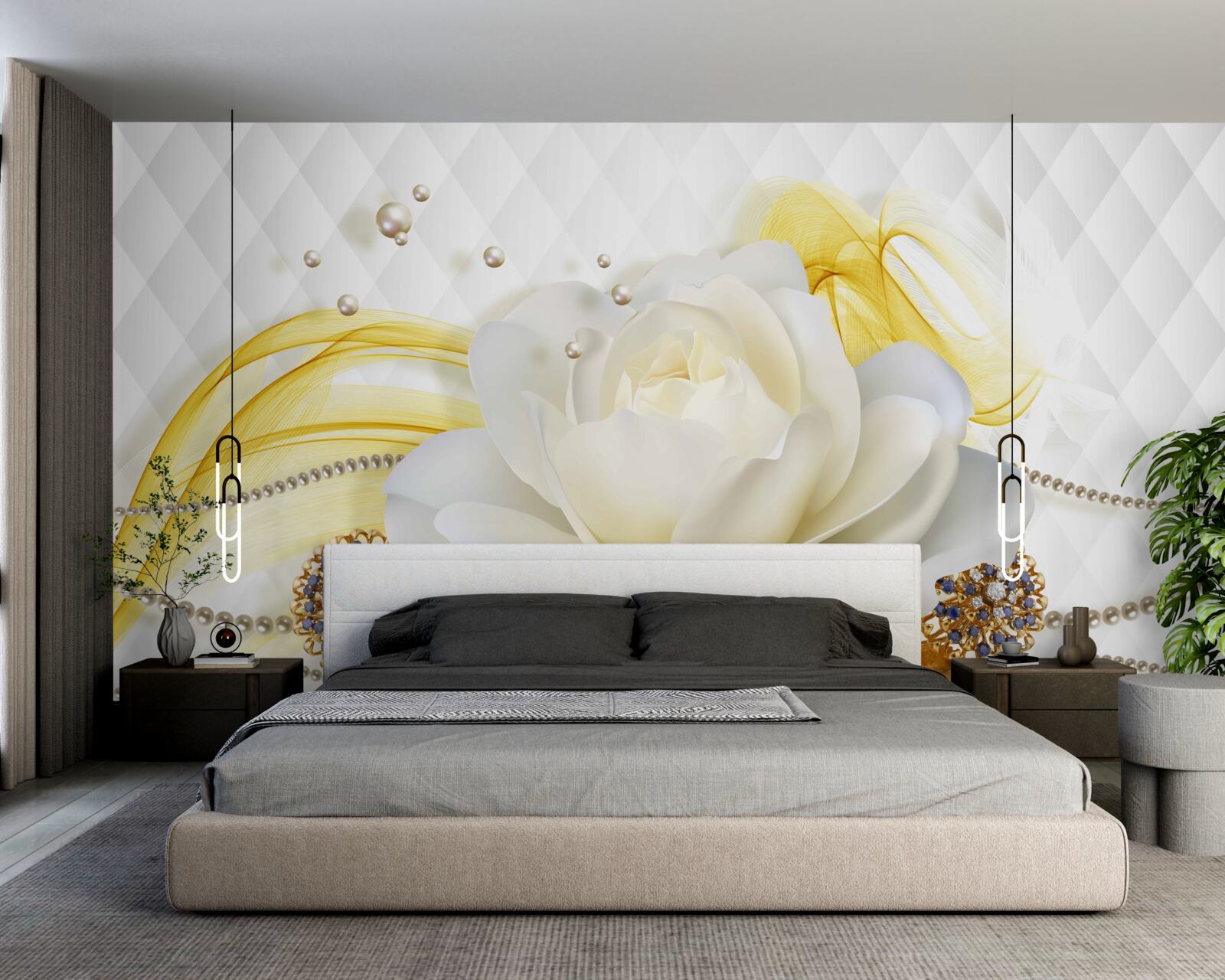 Fototapet broșe cu trandafir de alabastru și pietre încrustate